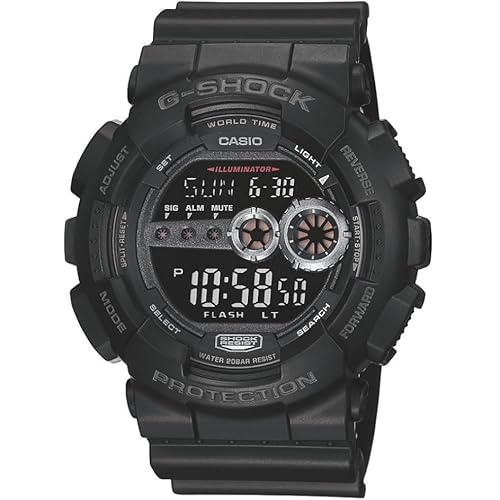 Casio G-Shock GD100-1B | Men's Tough Digital Watch | 200M Water Resistant | High-Brightness LED | Dual Time & 7-Year Battery