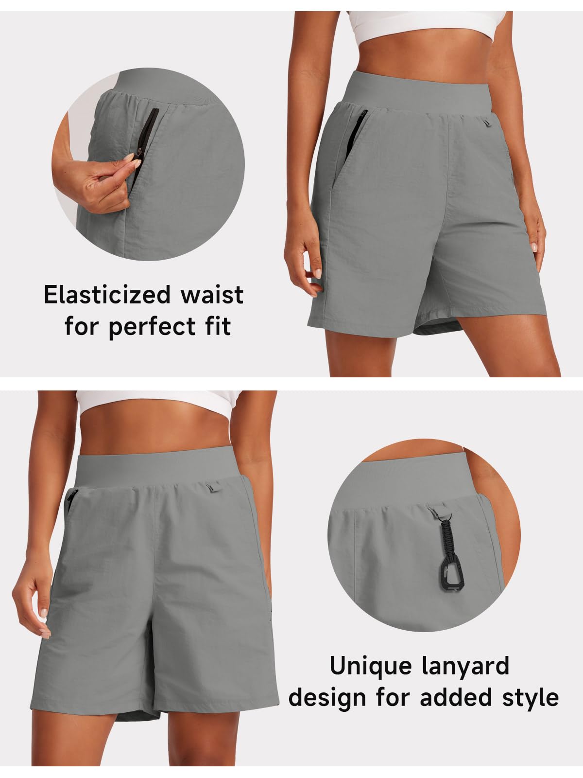 VUTRU Bermuda pour femme - Short de sport - Short d'été UPF50+ - Pour la randonnée, le camping