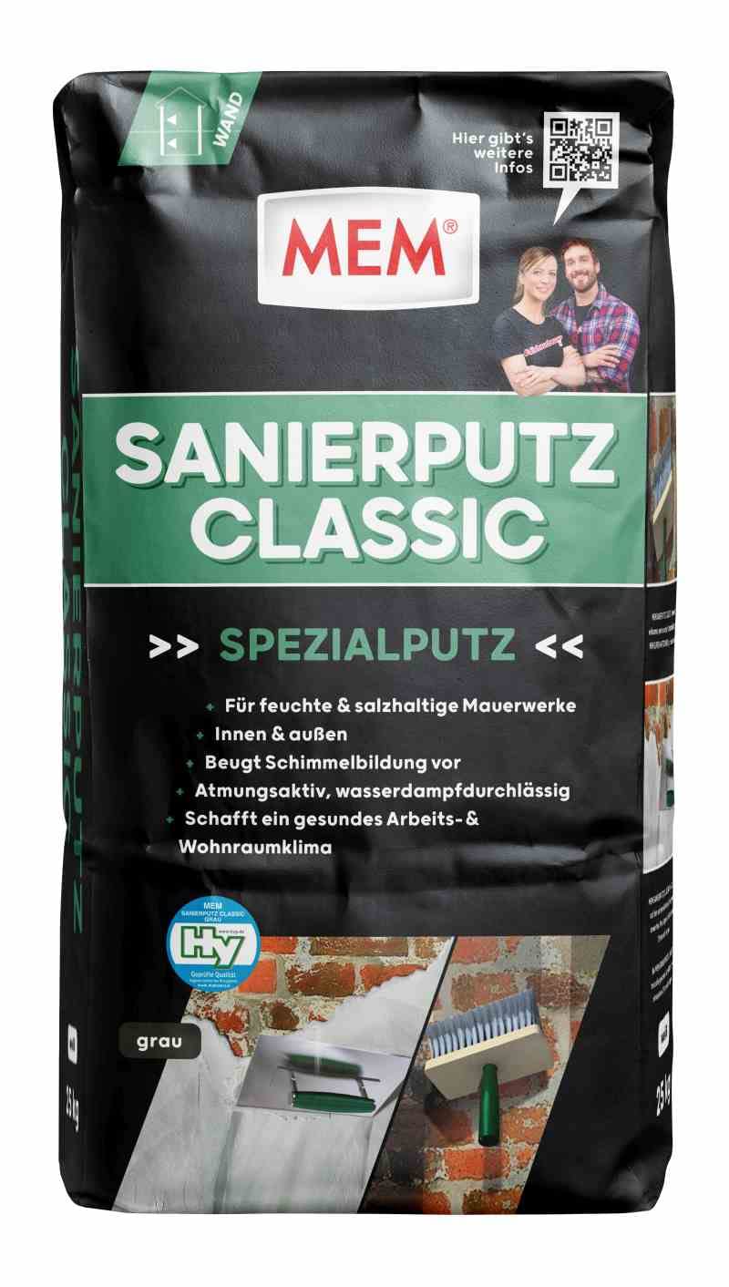 MEM Sanierputz Classic 25 kg grau