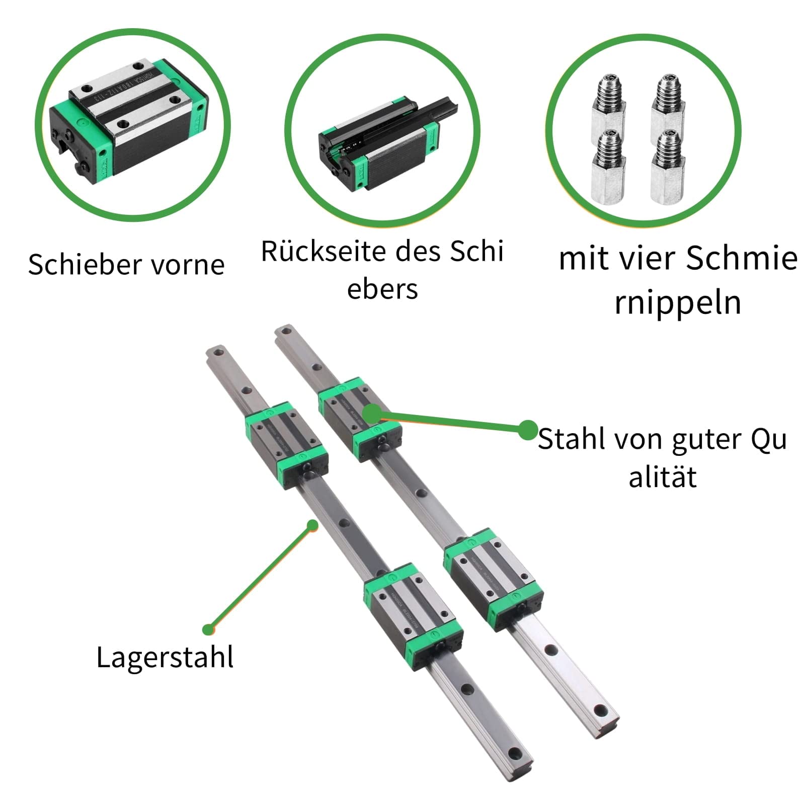 HGR15 1200mm 2 Stück Linearschiene mit 4 Stück HGH15CA Lagerkissen Blöcke 15mm für DIY 3D Drucker und CNC-Maschine Fräsmaschinen