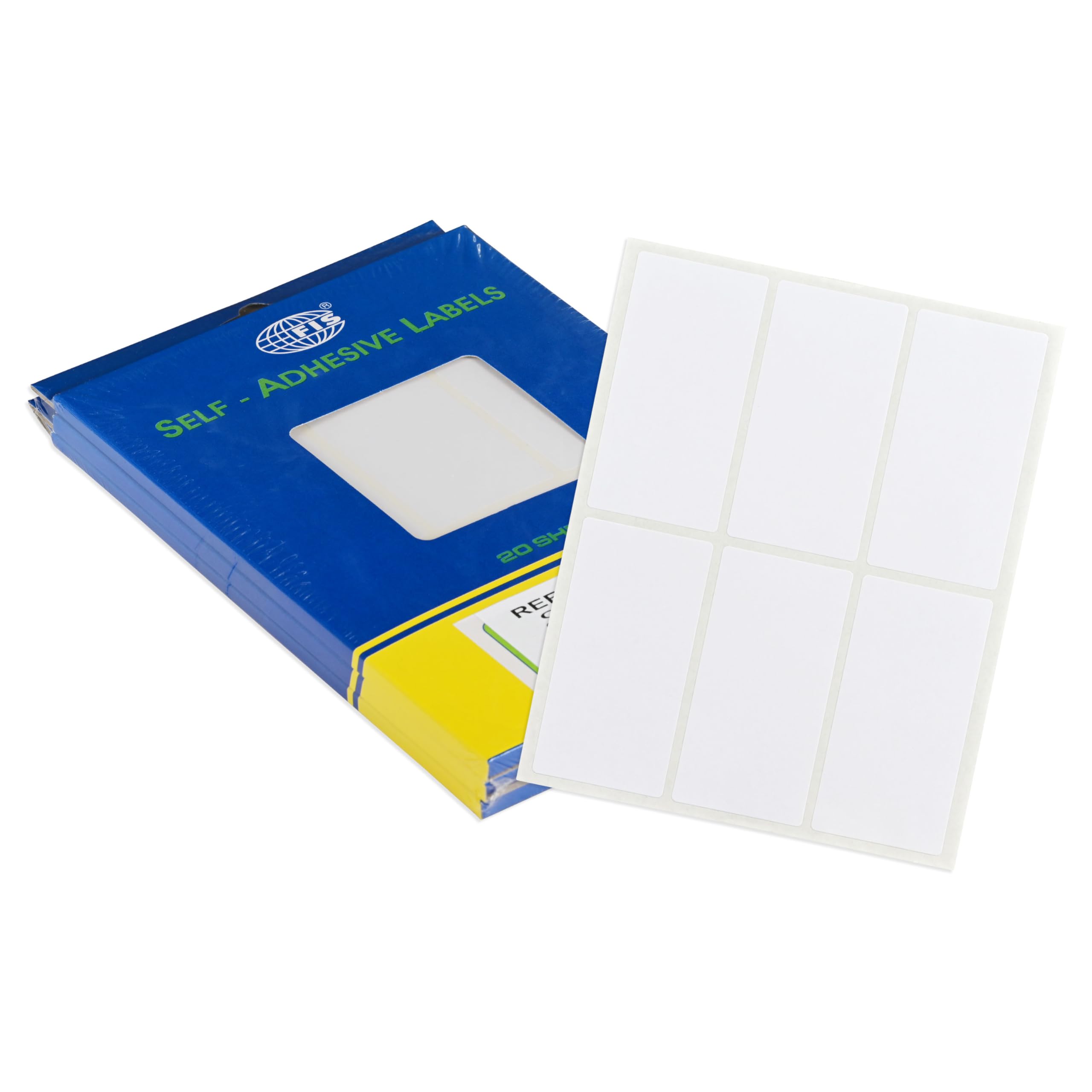 FISOffice Labels, 34x67mm Sticker, 6 Labels Per Sheet, 20 Sheets Per Packet 120 Labels, 360 Labels/Packet of 3, White Color-FSLA3467-3