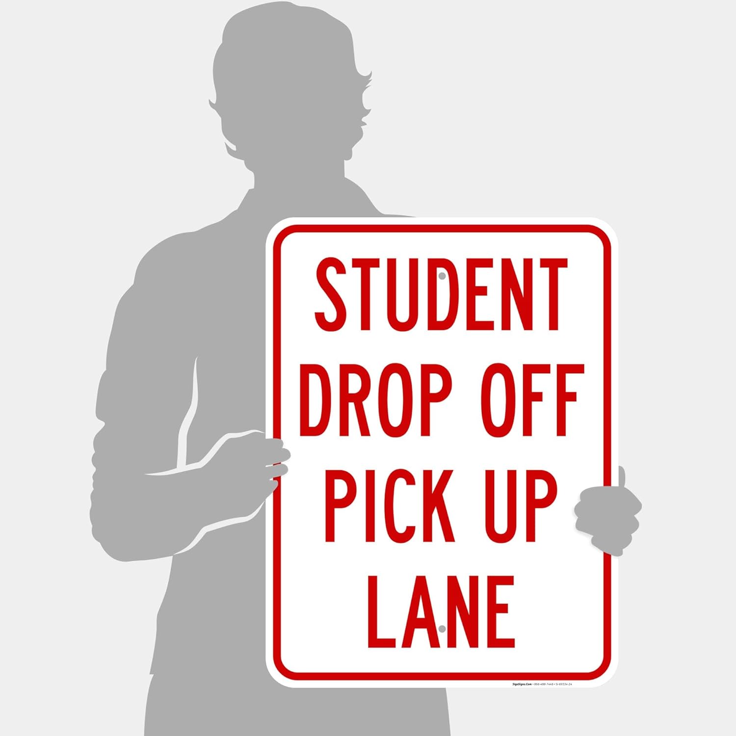 Student Drop Off Pick Up Lane Sign, 18x24 Inches, Rust Free .063 Aluminum, Fade Resistant, Made in USA