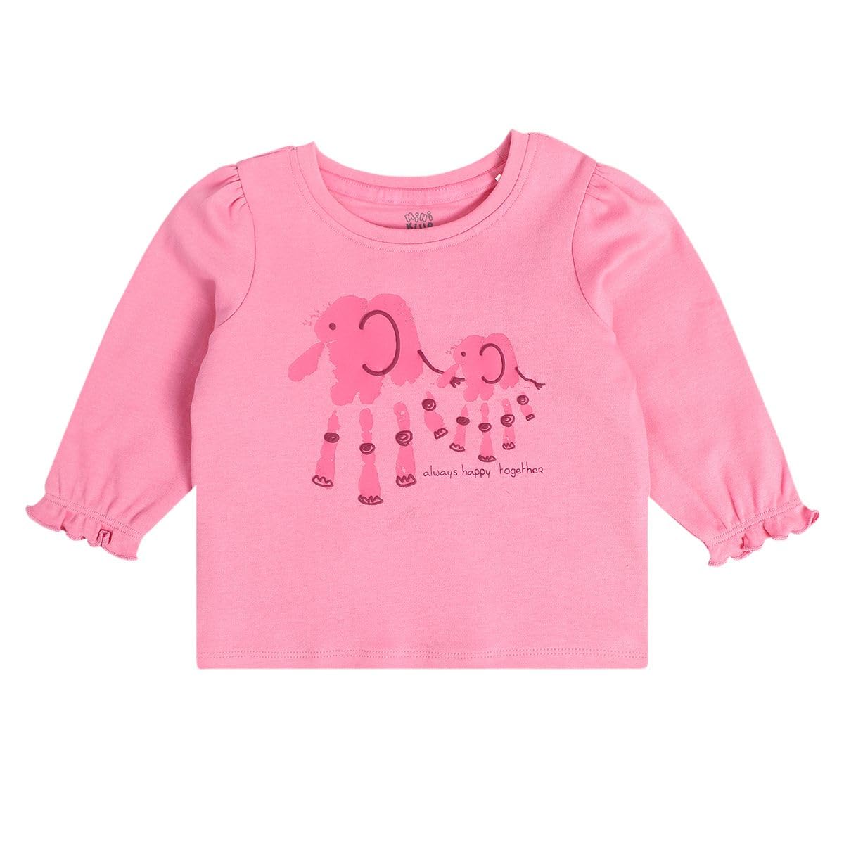 miniklub Baby Girls Round Neck Full Sleeve Orange/Pink Color Knit Top, Pack Of 2 (6-9M) 1