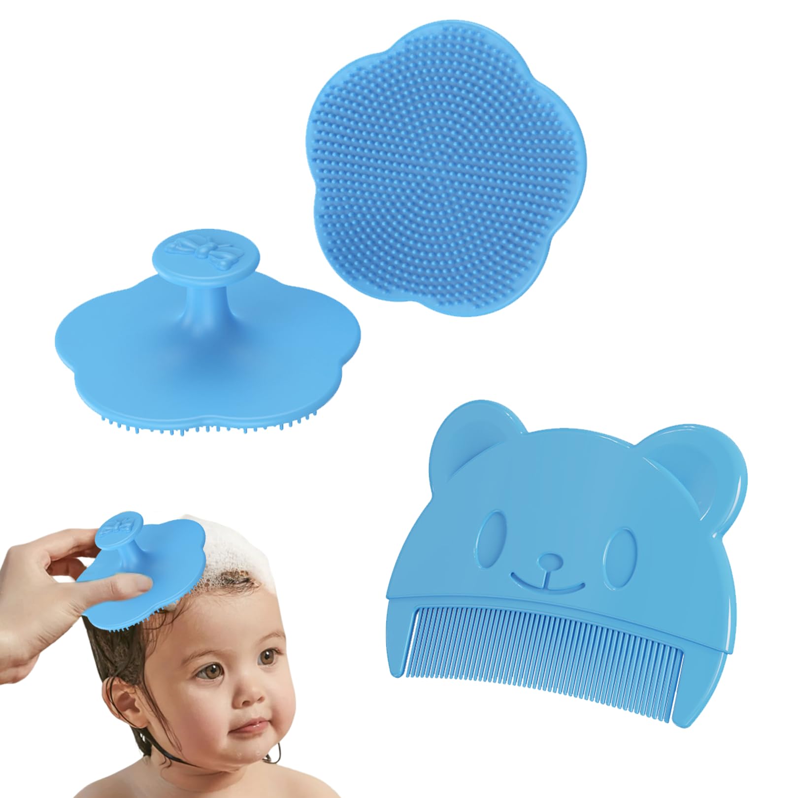 Milchschorf Kamm,Milchschorf Baby Entfernen,Weichen Silikon Kopfgneis Entfernen Baby,Milchschorf und Babykamm,Babybürste für Ihre Freundin,Die Ein Blei Hat Oder Schwanger (Farbe)