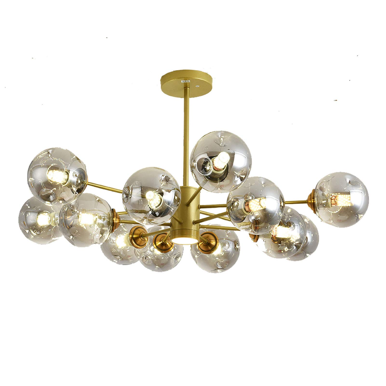 CZYLJLK 12-Light Glass Globe Sputnik Mid-Century Modern Black and Gold Ceiling Light Fixture Vintage Hanging Pendant for Living Room Farmhouse Dining Room-Gold 1 12t