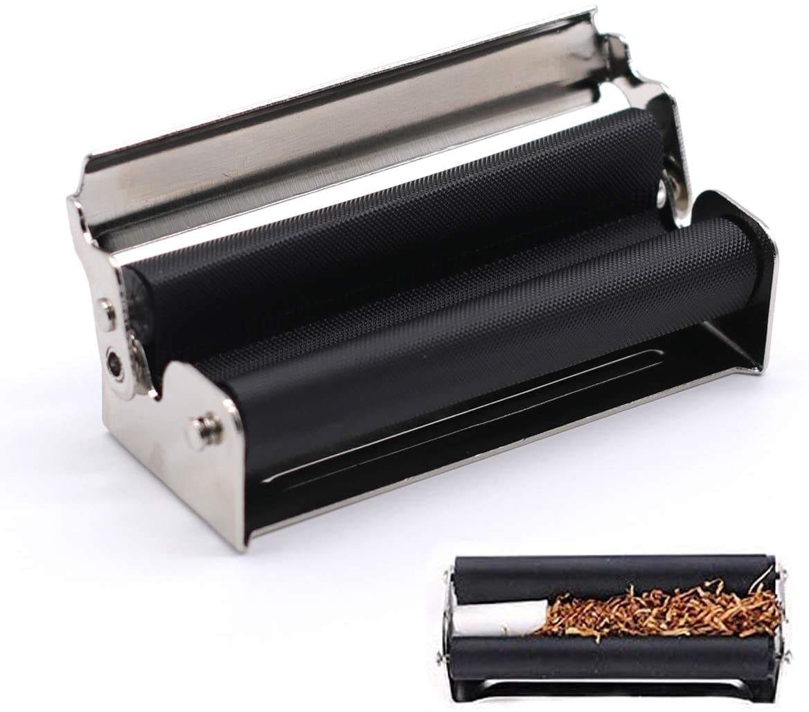 Zestaw: 2 sztuki ręcznej tokarki do papierosów, 70 mm, metalowa tokarka z instrukcją obsługi (może nie być dostępna w języku polskim) + gratis naklejka na szczęście