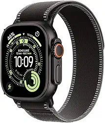 Apple Watch Ultra 3 GPS + Cellular, Caixa em titânio preto de 49 mm com Loop Trail preto/carvão ‑ P/M