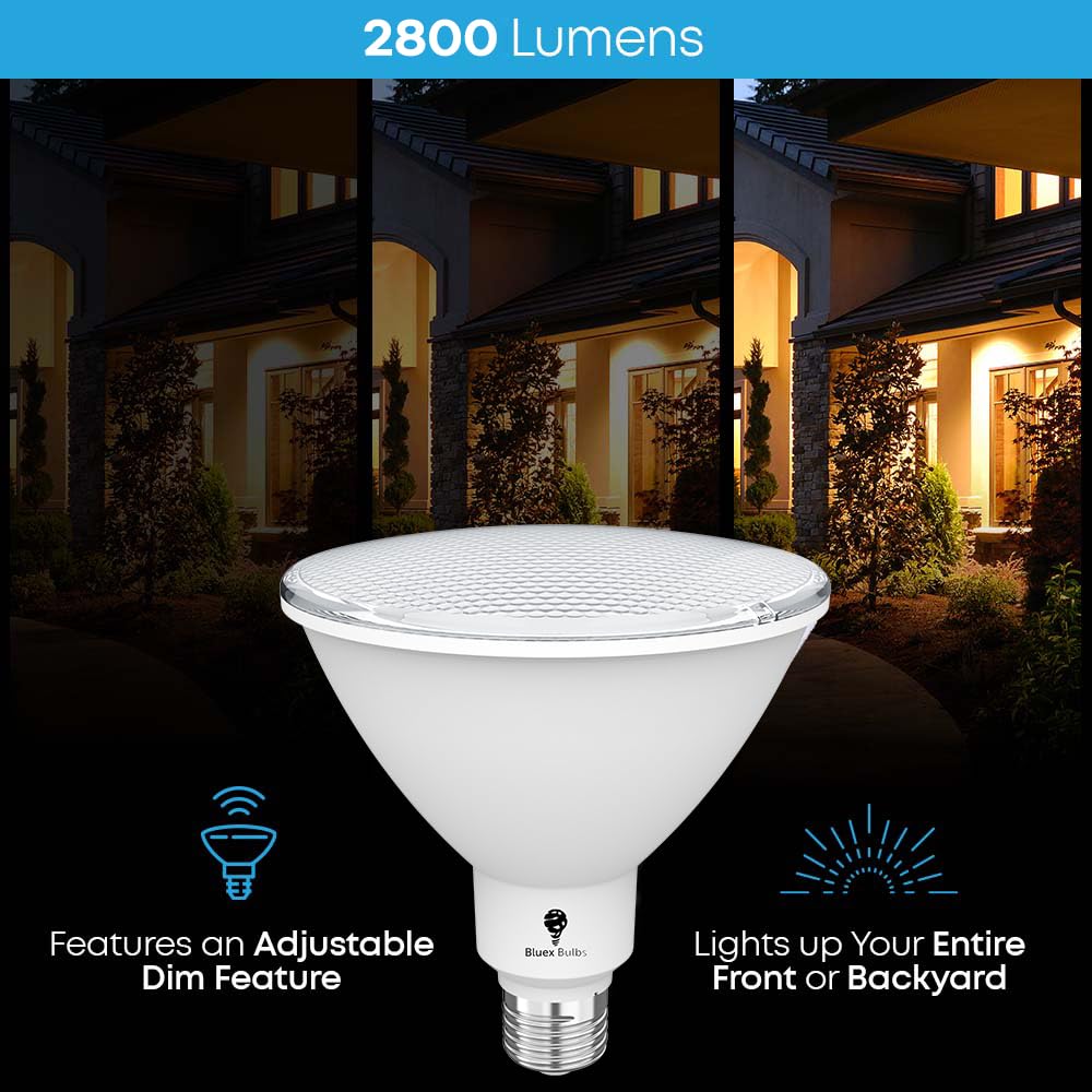 2 Pack High Power Outdoor PAR38 20W 250 Watt Equivalent 2800 Lumens Dimmable LED Flood Light Bulb Super — view 7