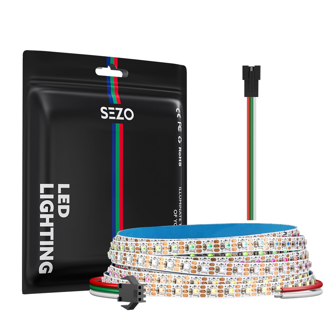 SEZO WS2812B IC 5mm Ultra Narrow RGB LED Strip 2020SMD 6.5FT
