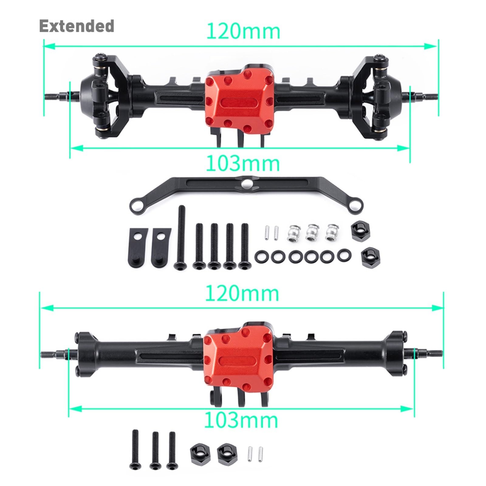 Kompletna oś przednia tylna o zwiększonej długości do części zamiennych do samochodów gąsienicowych TRX-4M 1/18 RC(Extended Set)