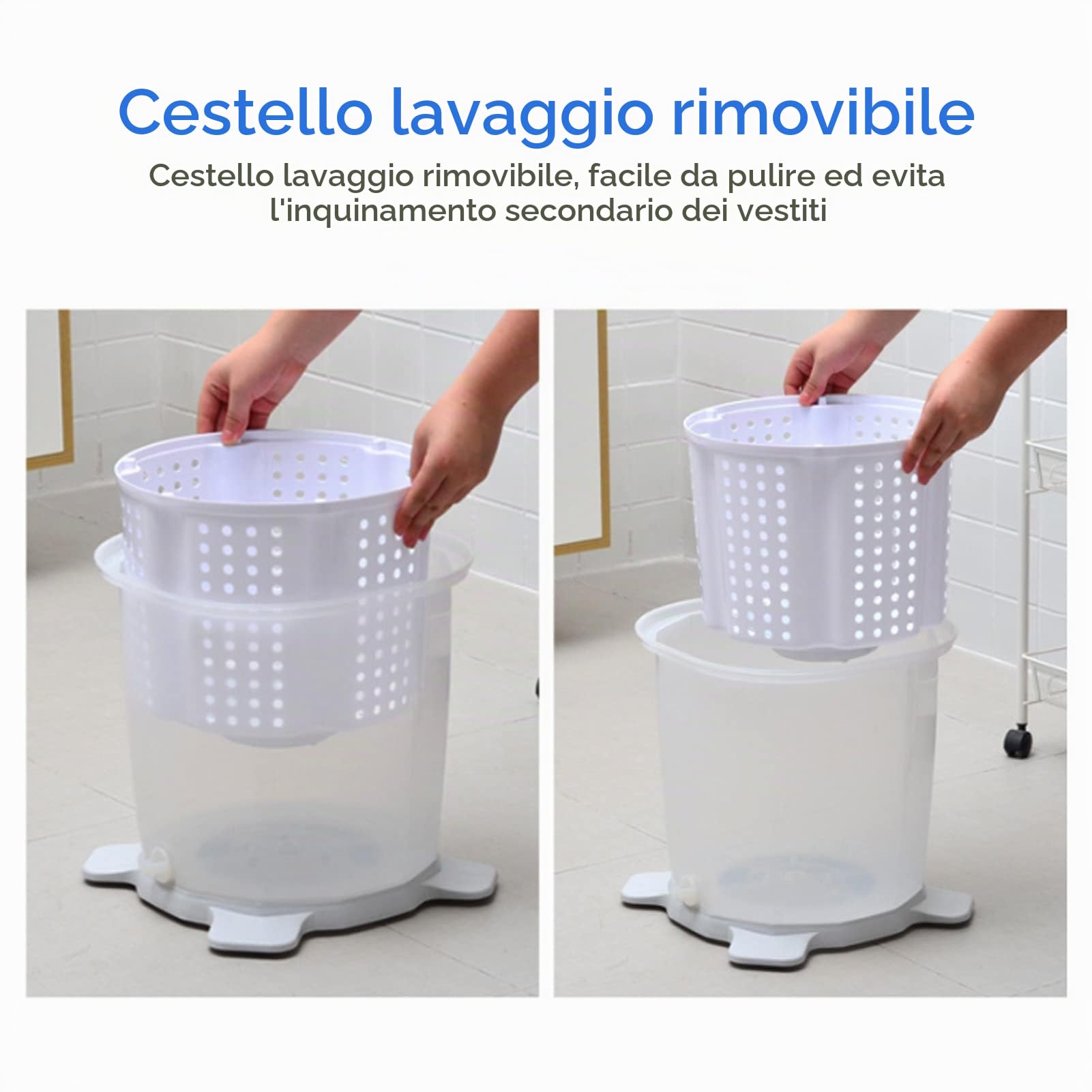 Lavatrice a manovella portatile - Lavatrice manuale per dormitorio, appartamento, campeggio - Nordic Grey