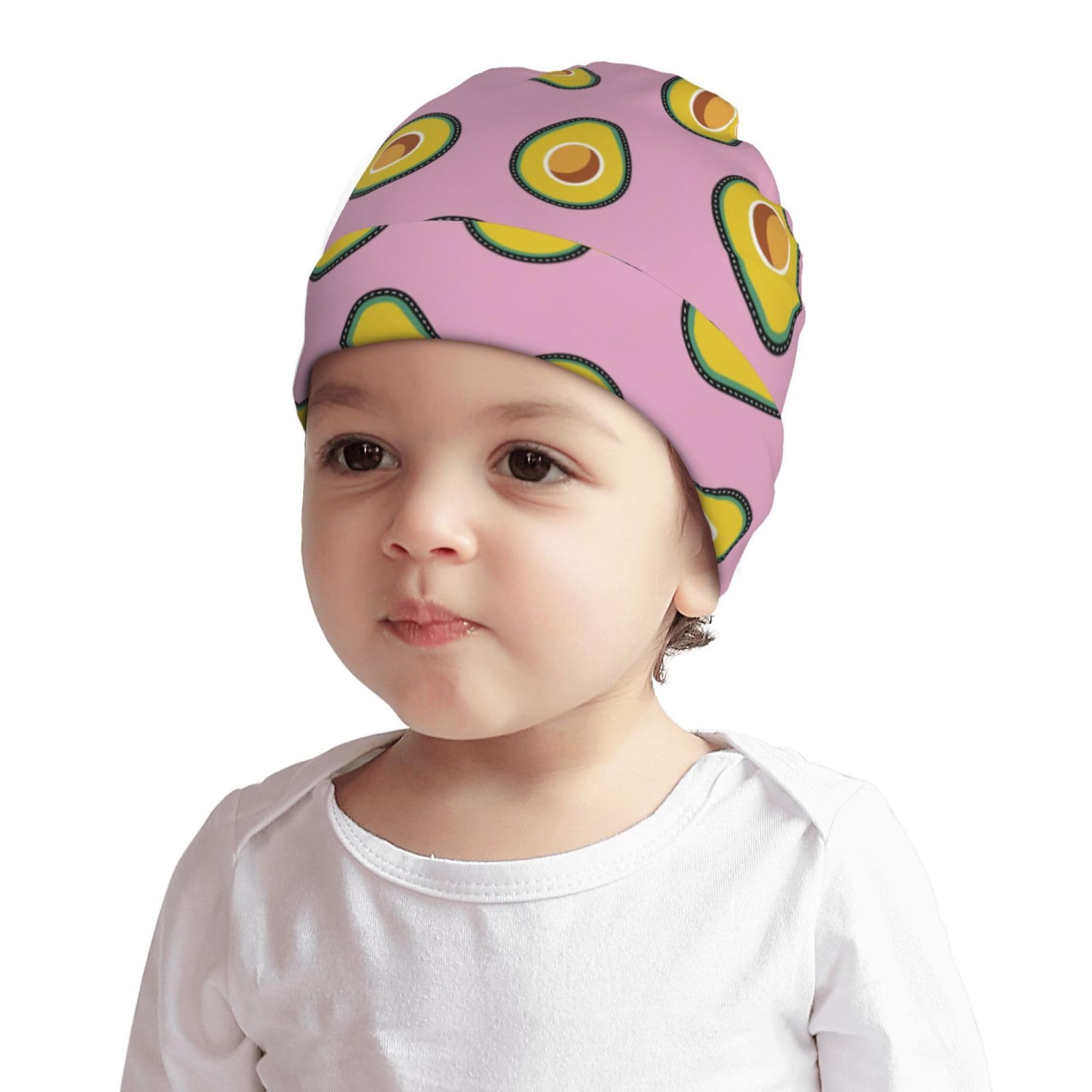 Rqzwdq Cute Avocado Pattern Kids Beanie Hats Warm Knit Beanie Cap Skull Caps Gifts Decor for Boys Girls White