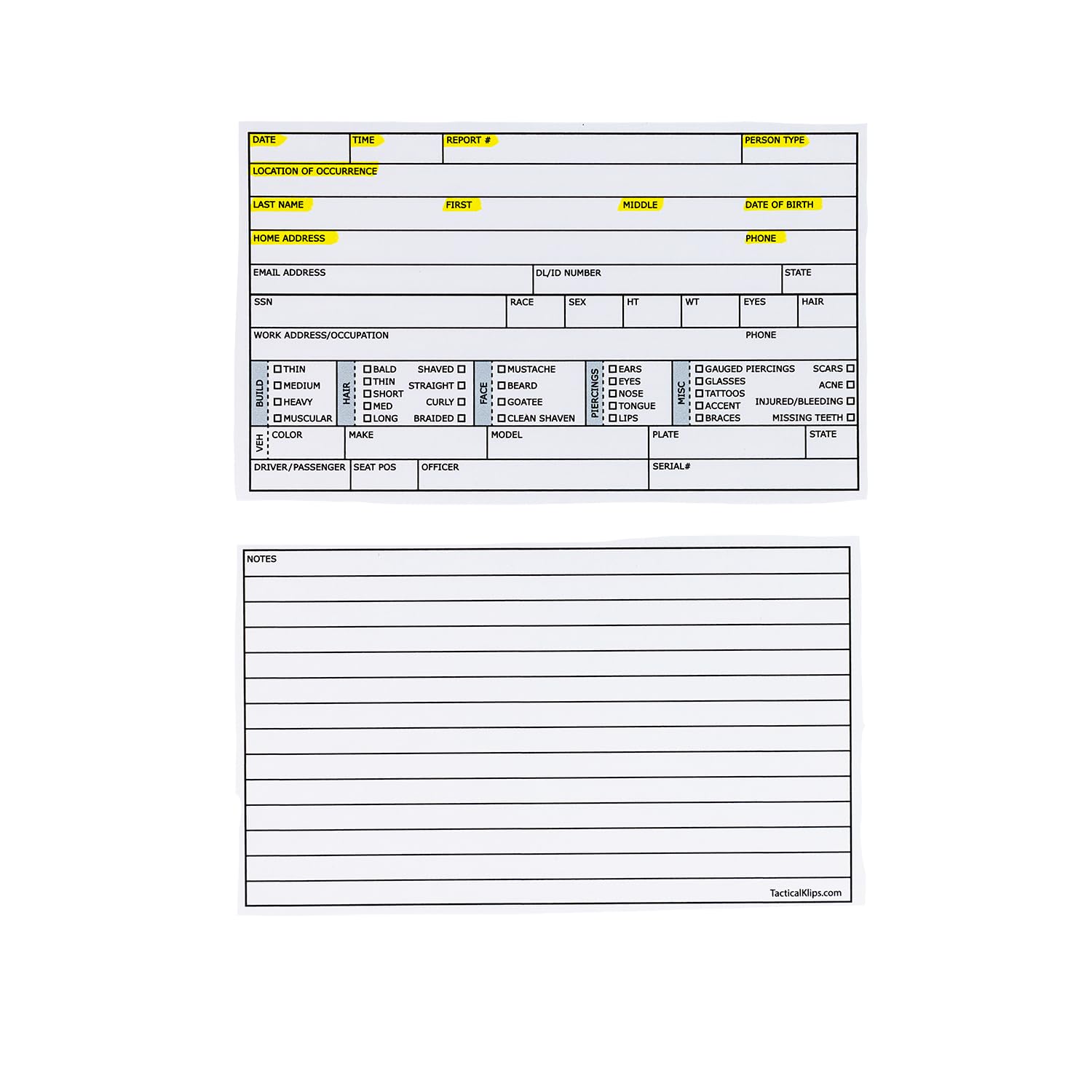 TPK - Tactical Pocket Klipboard | Pocket Clipboard for First Responders | Fits 3" x 5" Index Cards FI Cards