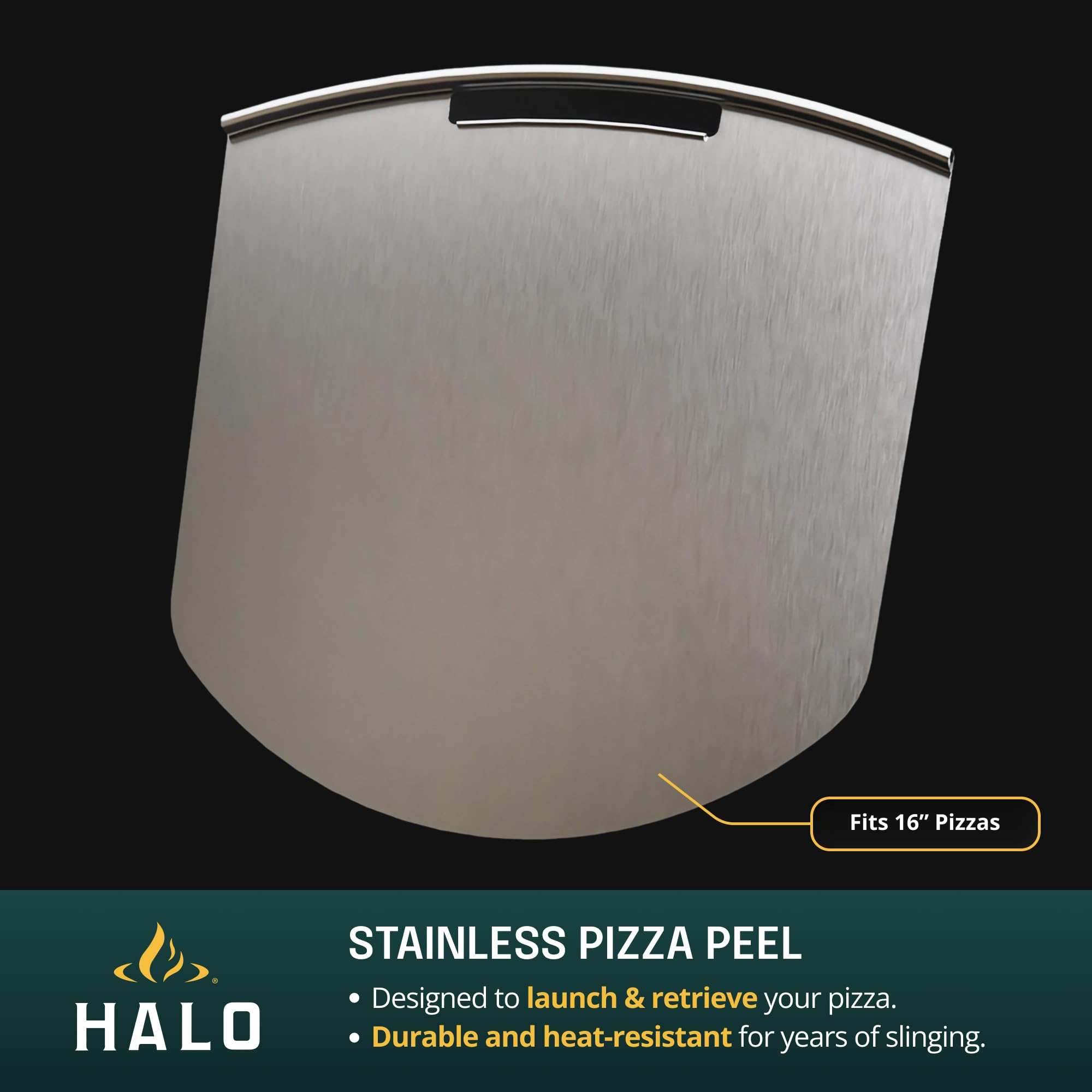 HALO Zestaw do pizzy Cook & Serve, najwyższej jakości skórka ze stali nierdzewnej, krajalnica do pizzy w stylu Mezzaluna, bambusowe deski do krojenia, wysokiej jakości szczypce do pizzy