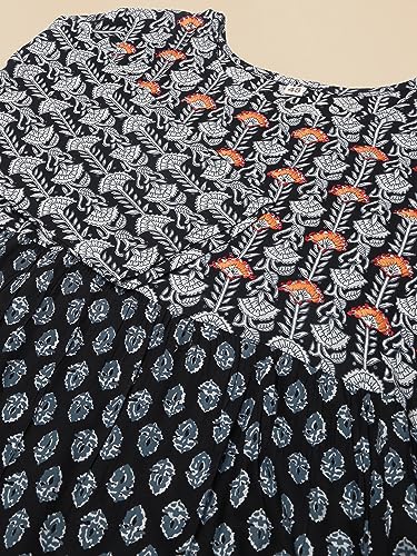 Image of MIRCHI FASHION Women Cotton Regular Plus Size Embroidered Printed Anarkali Kurti