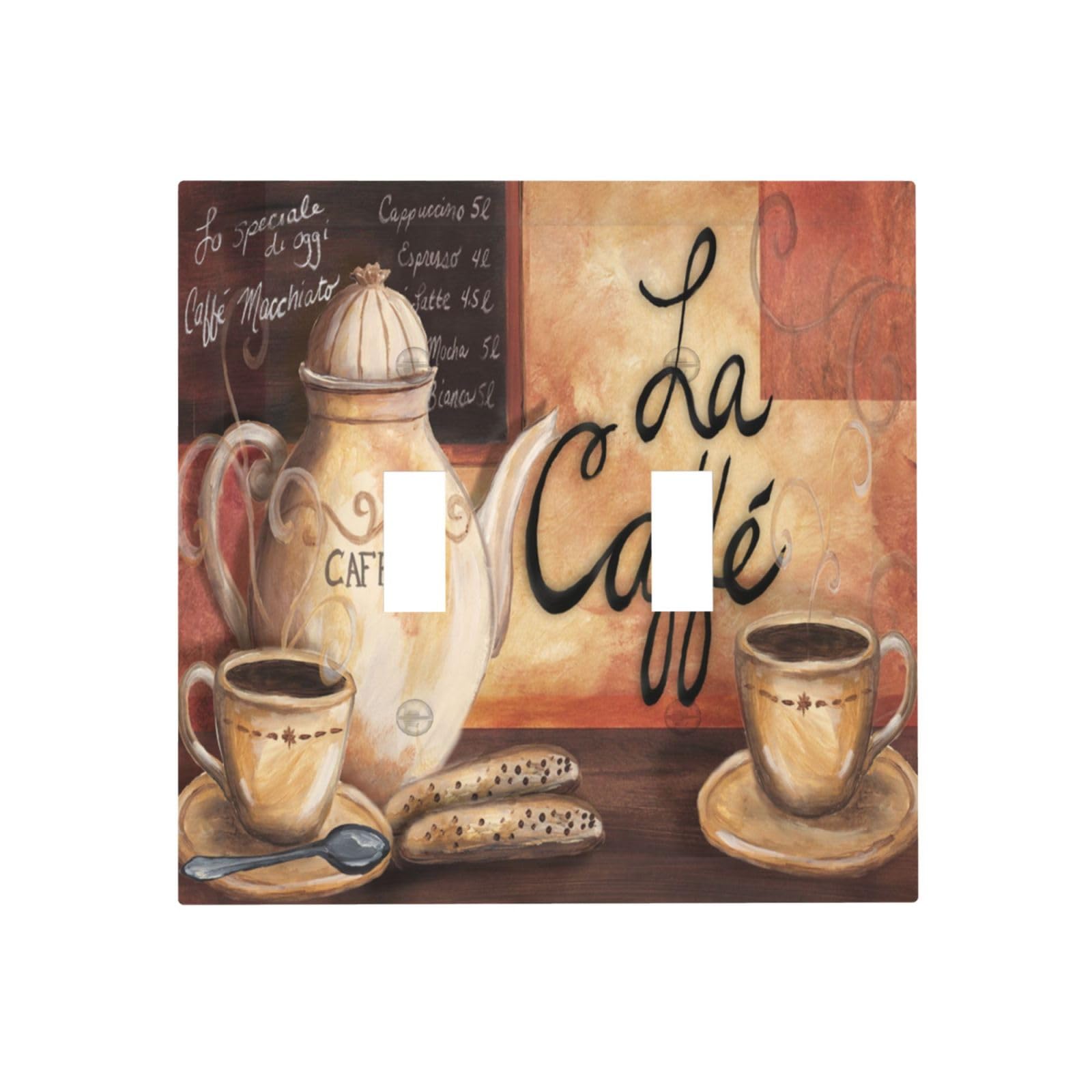 Coffee Light Switch Covers Decorative 2 Toggle Vintage Kicten Double Toggle Wall Plate Dual Decorative Switchplate Electrical Faceplate For Farmhouse