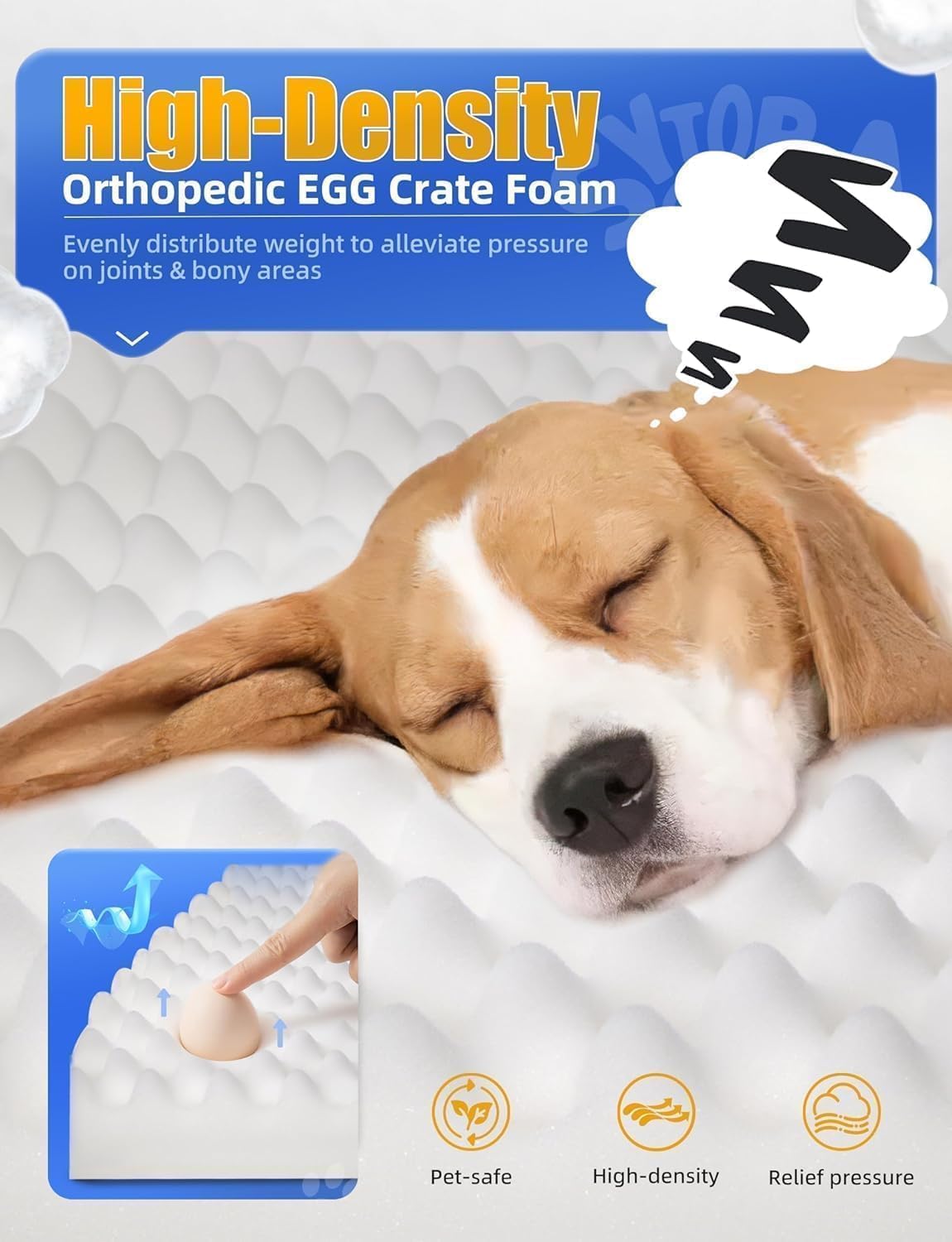 Sytopia Chew Proof Dog Bed 42 Inch Orthopedic for Large Dogs, Indestructible Dog Bed Washable Extra Large Pet Bed with Removable Cover and Anti-Slip Bottom - XL - image 3
