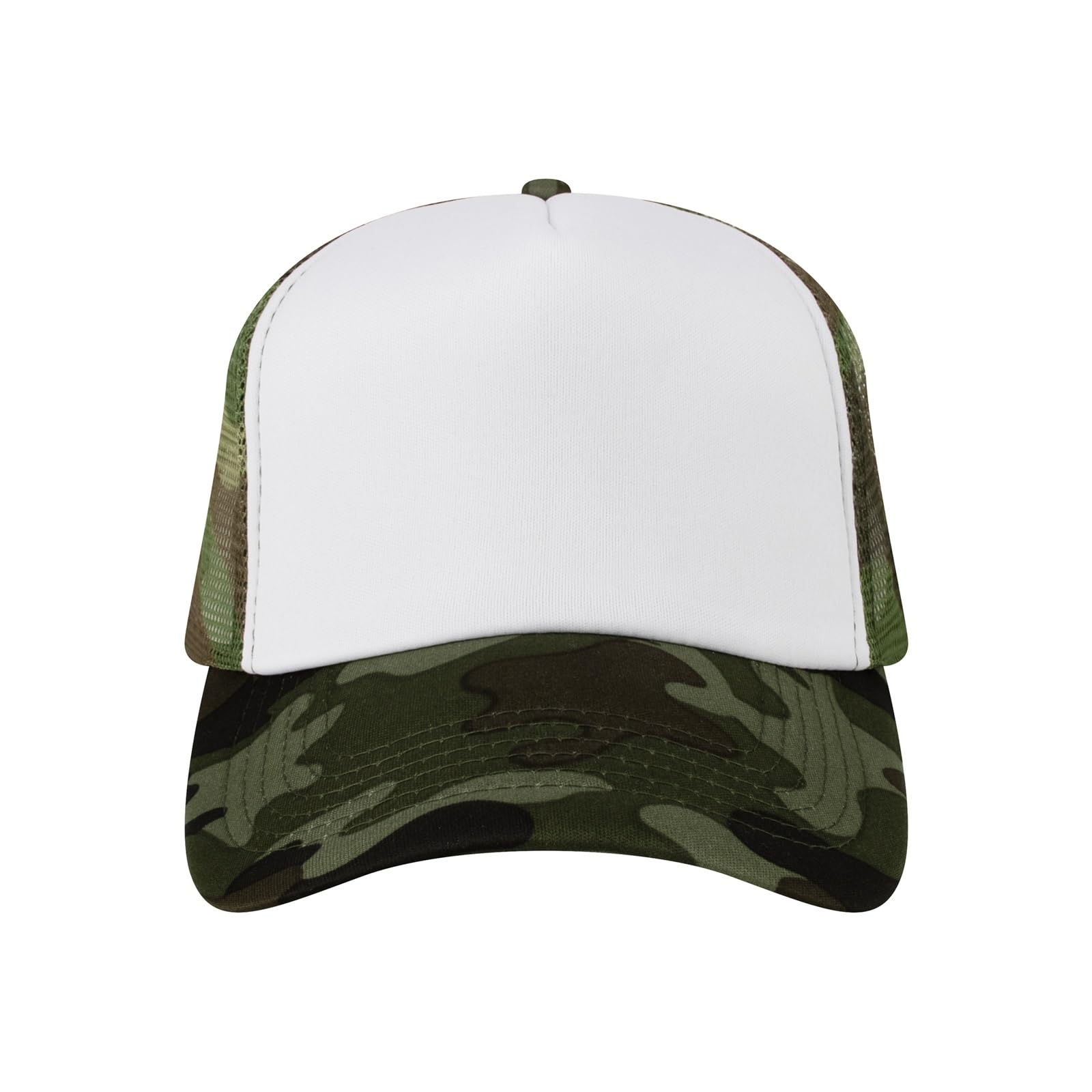 TOPTIE 5 Panel Foam Front Trucker Hat High Crown Mesh Back Snapback Cap