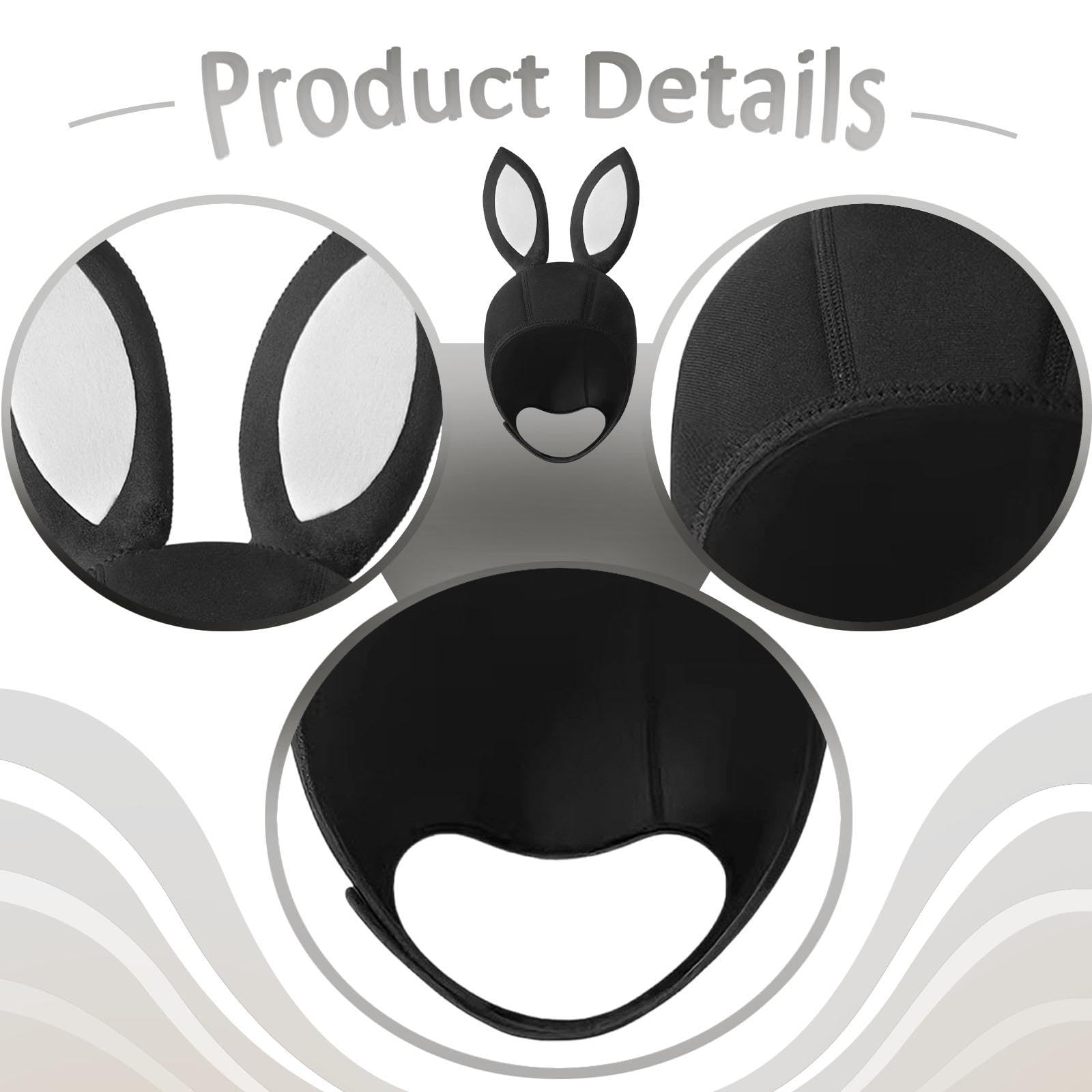 Cuffia da Immersione in Neoprene da 3 Mm, Cuffia Subacquea, Cappuccio Termico da Surf, Cappello da Nuoto con Orecchie di Coniglio Regolabili per Adult