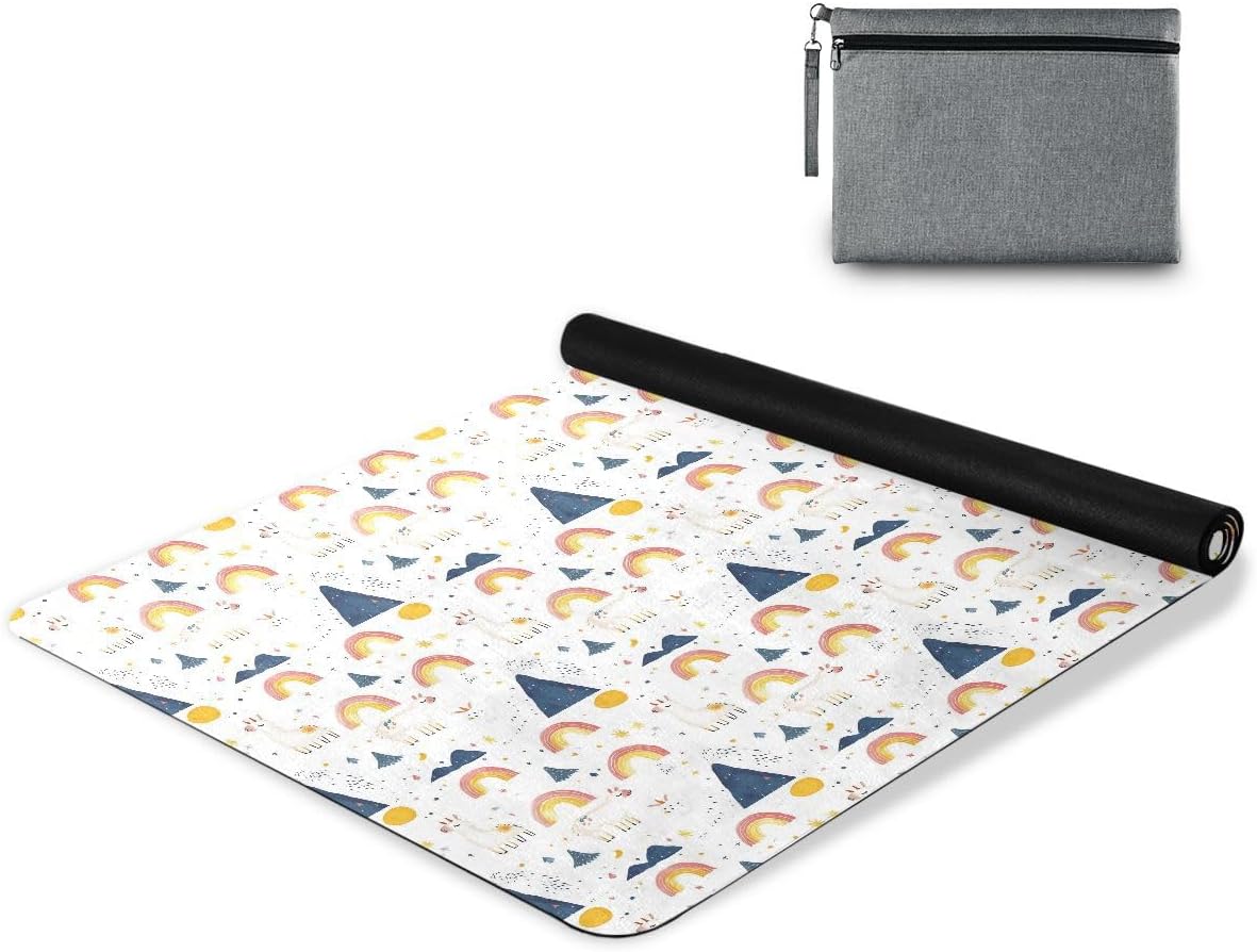ALAZA Llama Rainbows Mountains on White Yoga Mat Non Slip Fitness Exercise Mat, Workout Mat for Yoga, Pilates and Floor Exercises