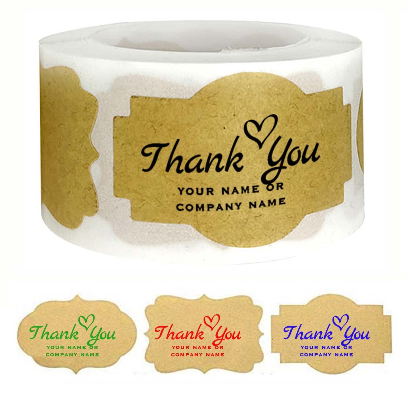 Custom Stickers for Business Logo Thank You Stickers Small Business Thank You Simple Script Business Thank You Sticker Small Business Supplies 3 Styles of Kraft Paper, 250 Pieces