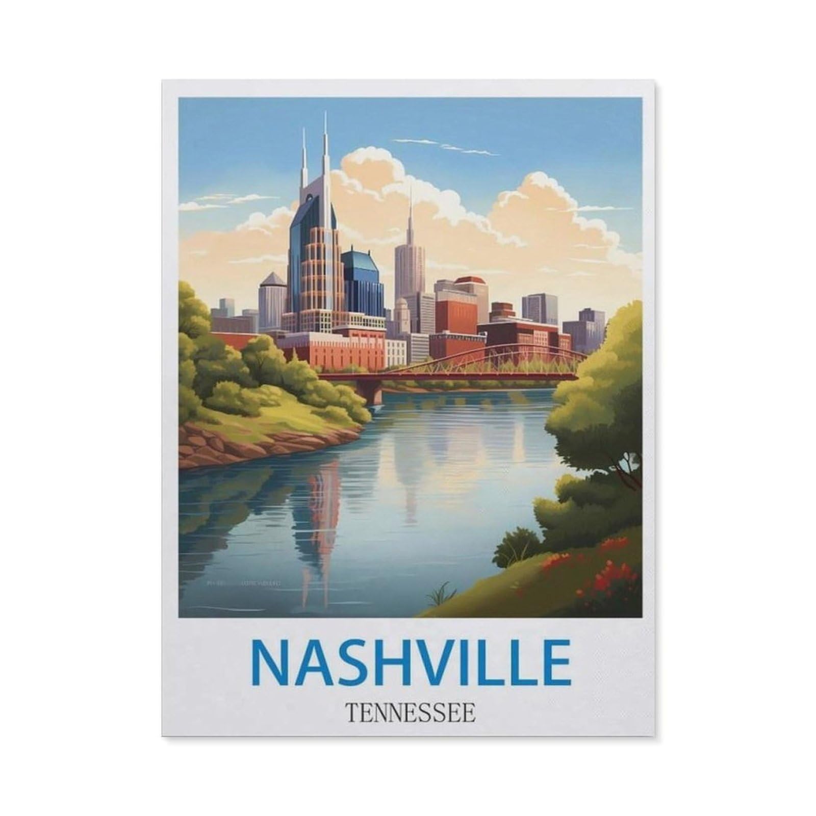 BEAYODKP Full Diamond 5D DIY Diamond Painting，Nashville Tennessee，3D Diamond Embroidery Cross Stitch Mosaic Needle Works（50 x 60 cm/19.68 x 23.62 inches）-CL48