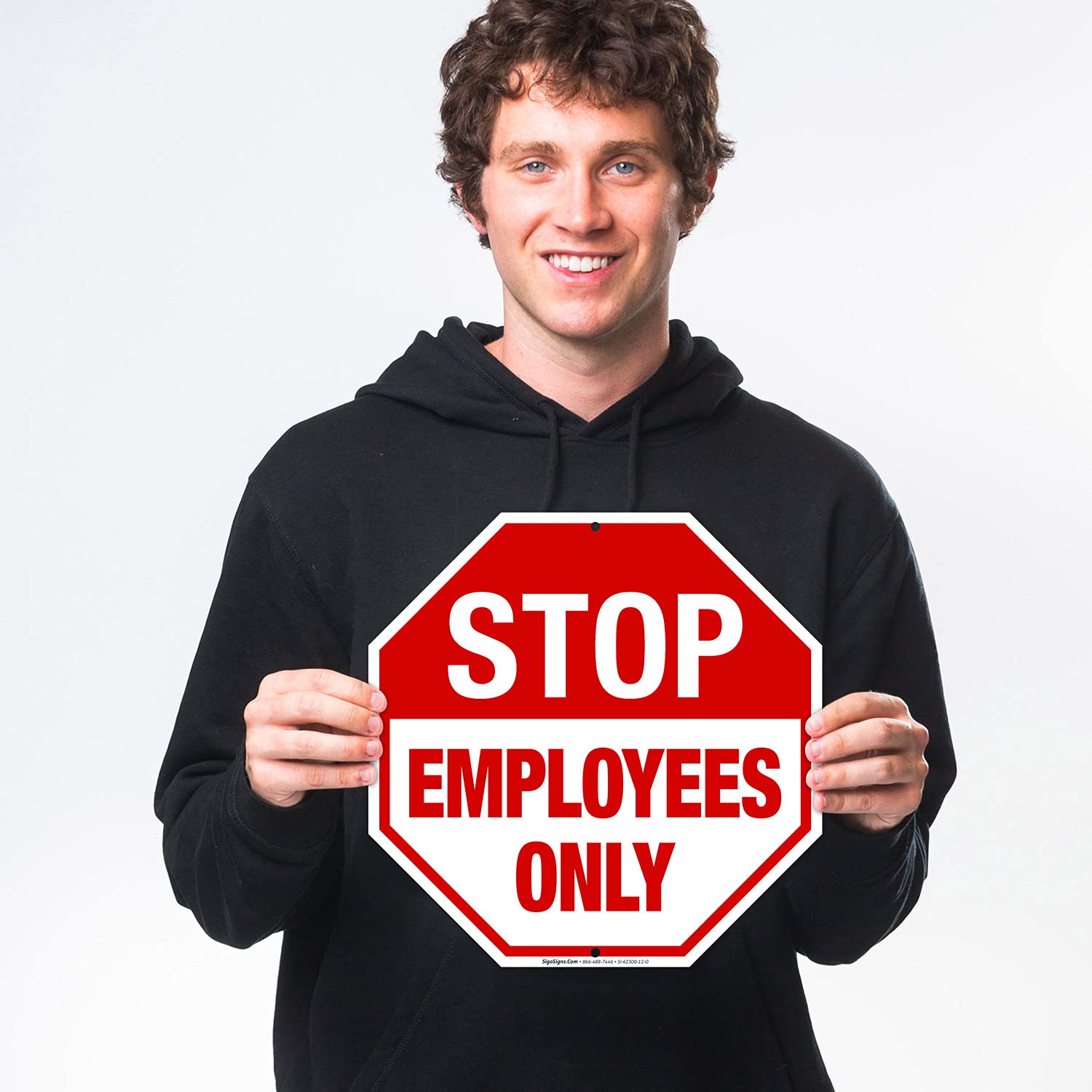 "Stop - Employee Entrance Only" Sign | 12x12 Inches | Durable 55 Mil HDPE | USA Made - View #10