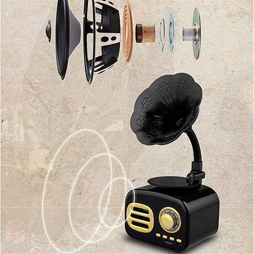 Miniatura 3 de Hi-Fi&Home Mini Vintage Retro Clásico Gramófono Forma de fonógrafo Altavoz Estéreo Sistema de Sonido Caja de Música Diente Azul Aux-inUSB Flash