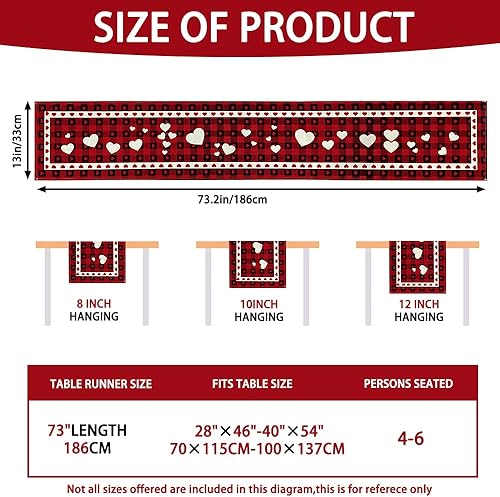 Miniatura 2 de YUJUN Camino de mesa para el día de San Valentín, arpillera de corazón de amor, rústico, aniversario, boda, vacaciones, cocina, comedor, camino de
