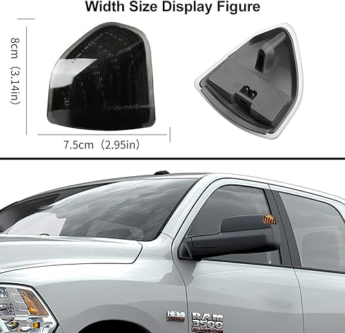 Miniatura 5 de Jinfili Lente ahumada LED espejo lateral secuencial luz de señal de giro para 68302828AA 68302829AA espejo retrovisor Lámparas de remolque