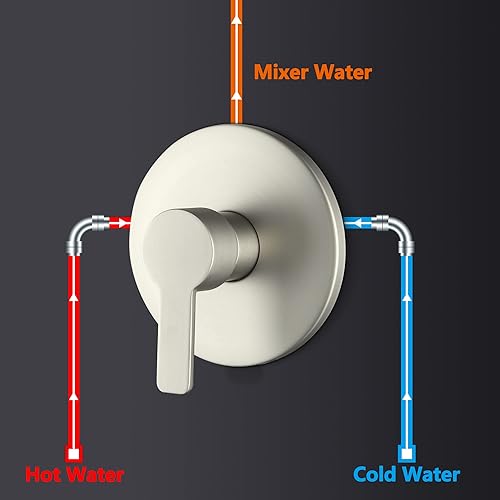 Miniatura 7 de Manija de válvula de ducha, kit de llave mezcladora de ducha de baño, válvulas de control de ducha de montaje en pared, válvulas rugosas de tina de