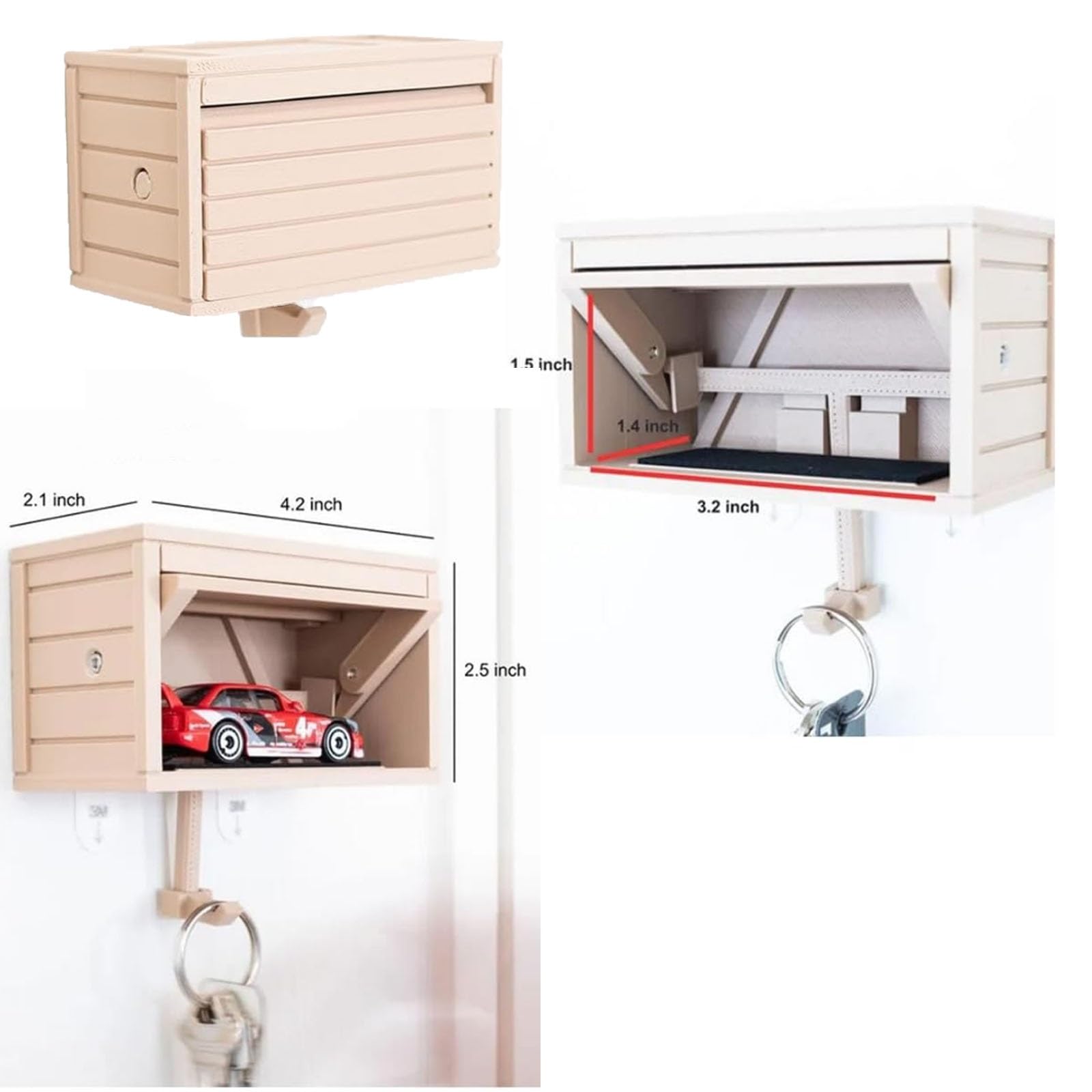 Portachiavi Da Parete A Forma Di Garage Per Auto Con Porta Apribile - Design Stampato In 3D, Organizer Per Chiavi Da Muro, Divertente E Interattivo, Regalo Per Appassionati Di Hotwheels