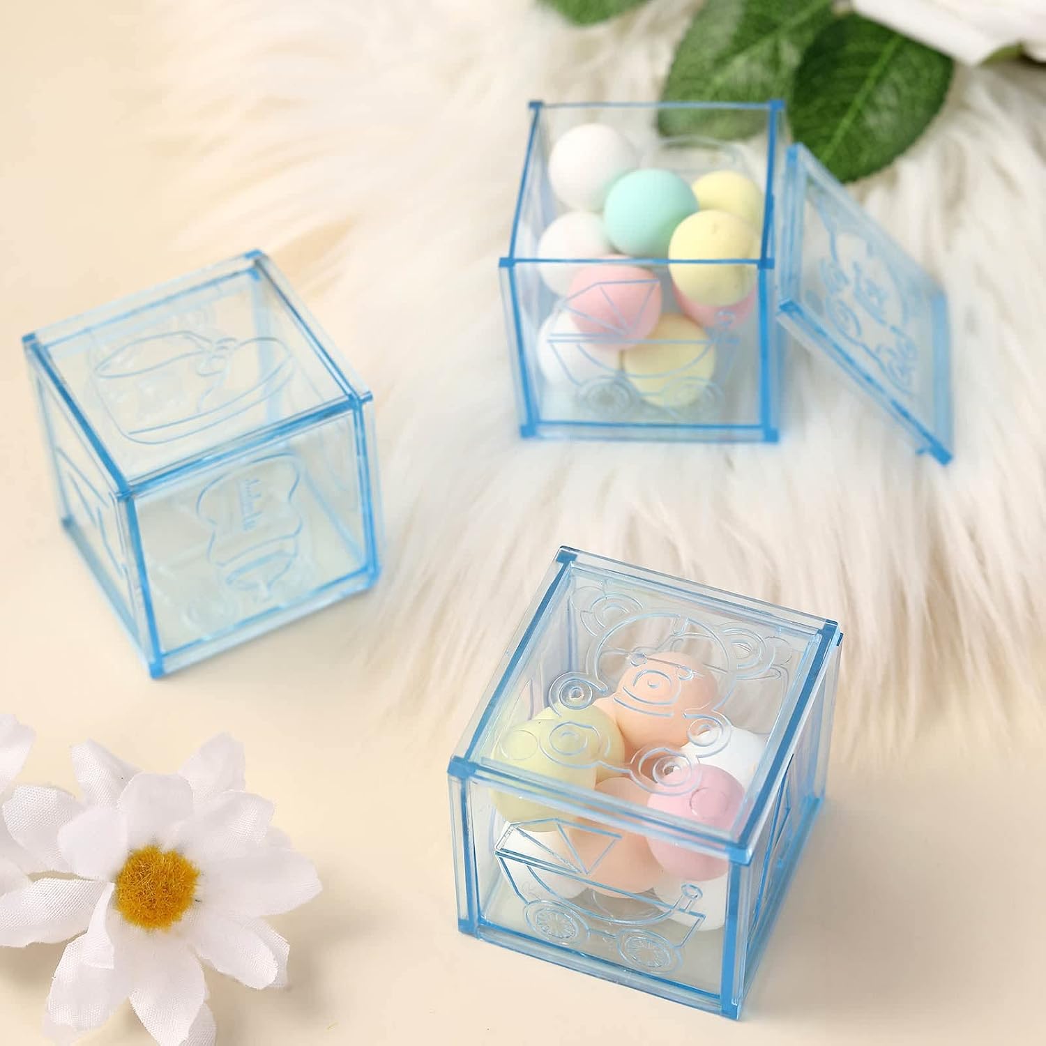 Efavormart 2" Blue Fillable Baby Blocks Birthday Shower Party Favor Gift - 12/pk