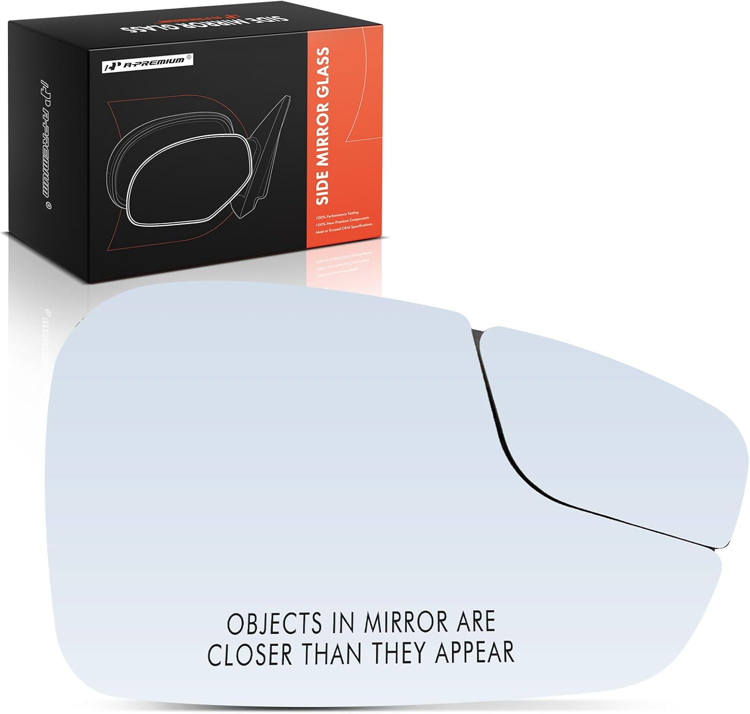 A-Premium Right Passenger Side Non-Heated Mirror Glass with Backing Plate - Compatible with Ford Fiesta 2011-2019 - Exterior Side View Convex Mirror with Spotter Glass