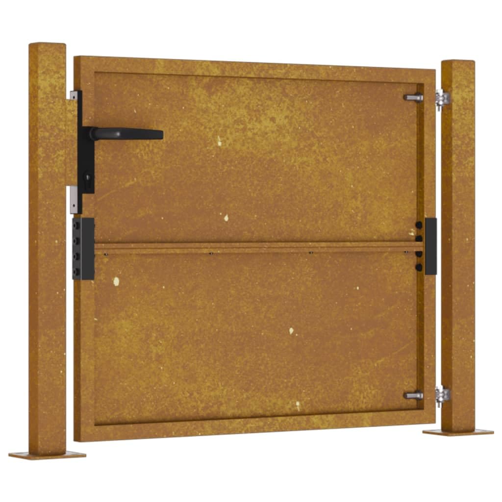 Festnight Puerta de Jardín Metalica 105 x 105 cm, Puerta de Exterior de Acero Corten, Marrón