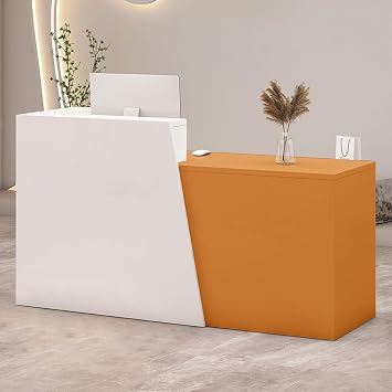 Modern Reception Desk with Counter & Drawers, Front Desk Reception Counter for Salon/Office/Lobby