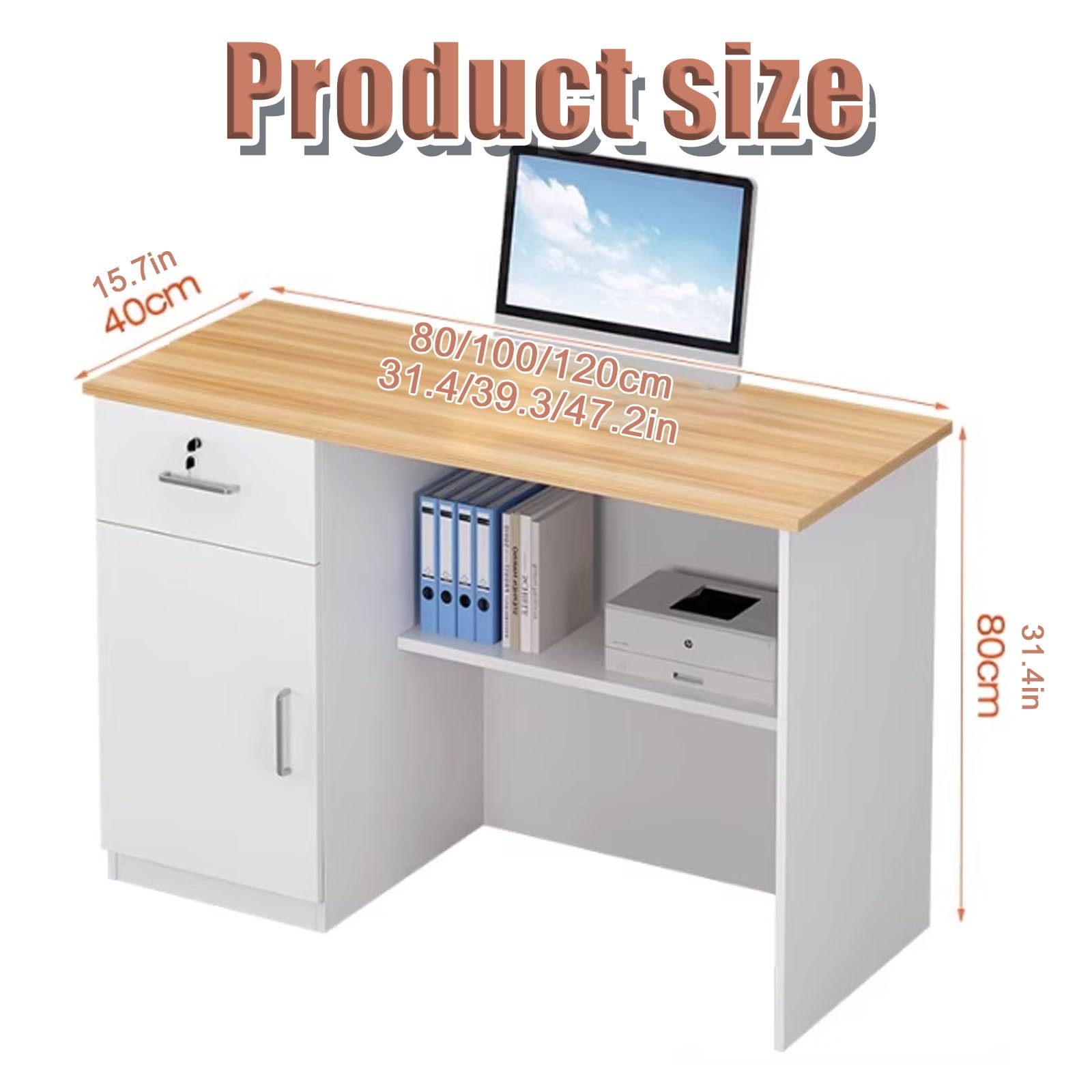 Moderner Thekentisch, Kassentisch, Büro-Empfangsständer Mit Schubladen, Einzelhandelstheke Und Empfangstresen, for Kasse, Lobby, Schönheitssalon Und Büro(White,120cm/47.2in)