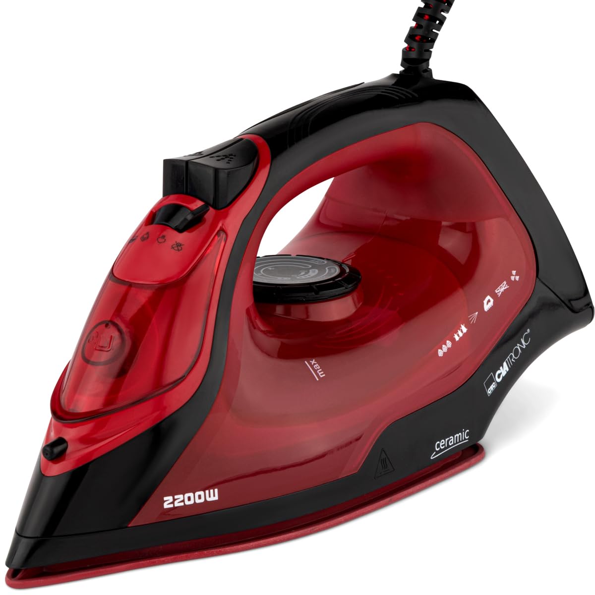 Evite quemaduras en la ropa con la plancha cerámica Clatronic DB 3752 roja