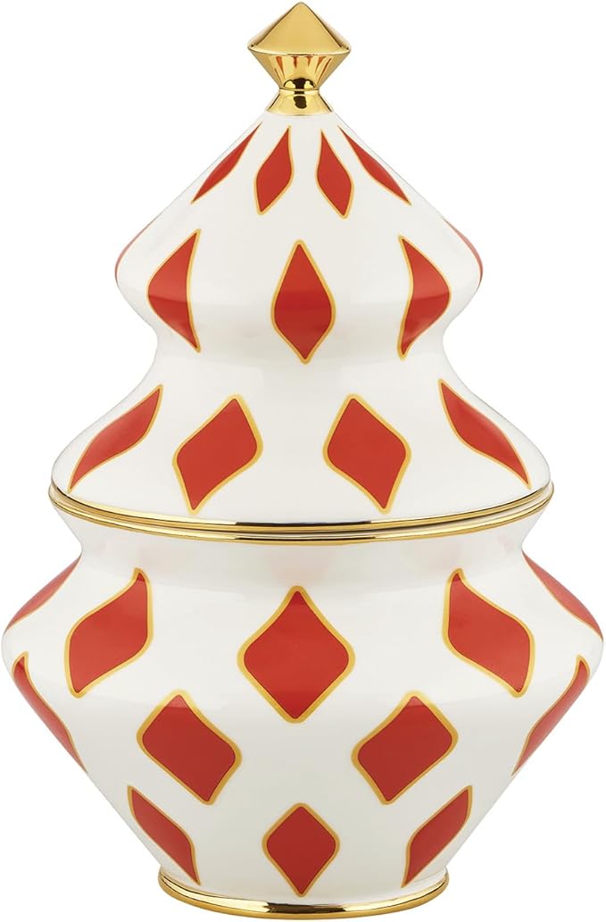 Alessi Delight NZ03 – Weihnachtsbehälter für Süßigkeiten in Porzellan, Rot, Weiß und Gold