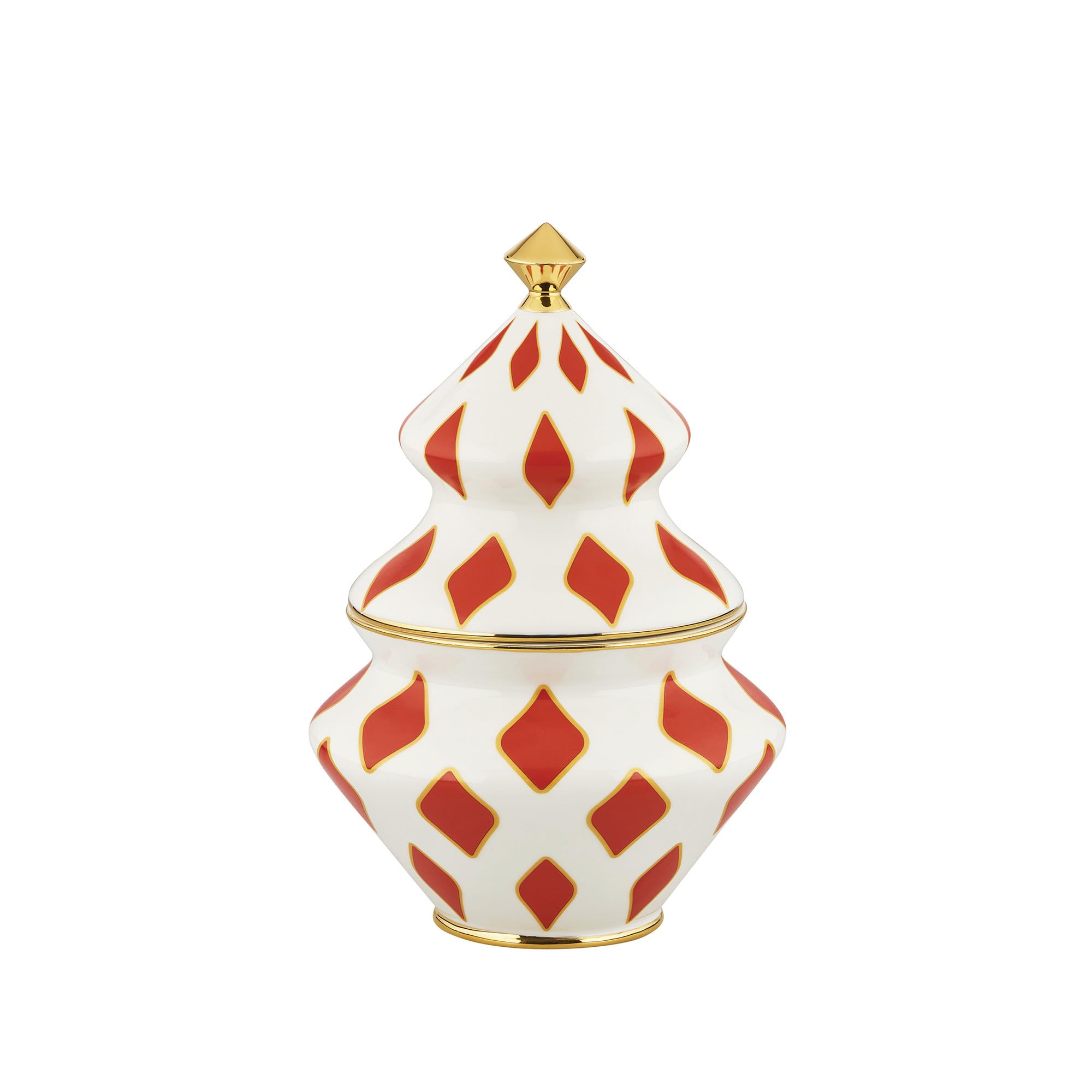 Alessi Red, White, Golden Delight Nz03, Christmas Sweet Container In Porcelain, Red, White And Gold