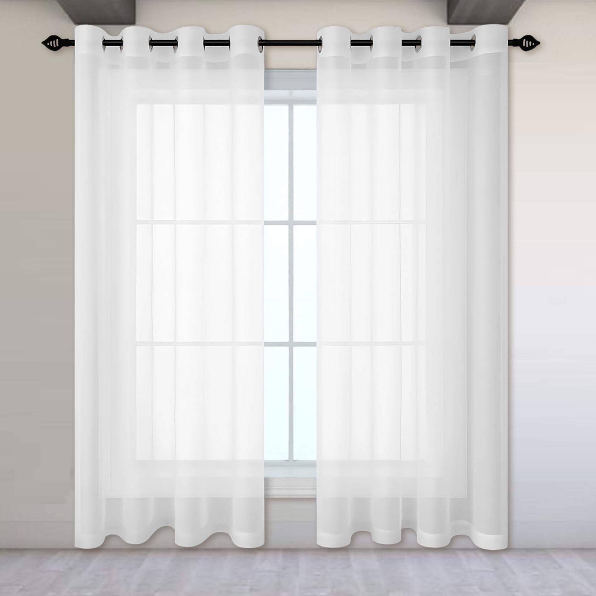 Rideau voilage transparent lumineux blanc 120x220 filtrer la lumière