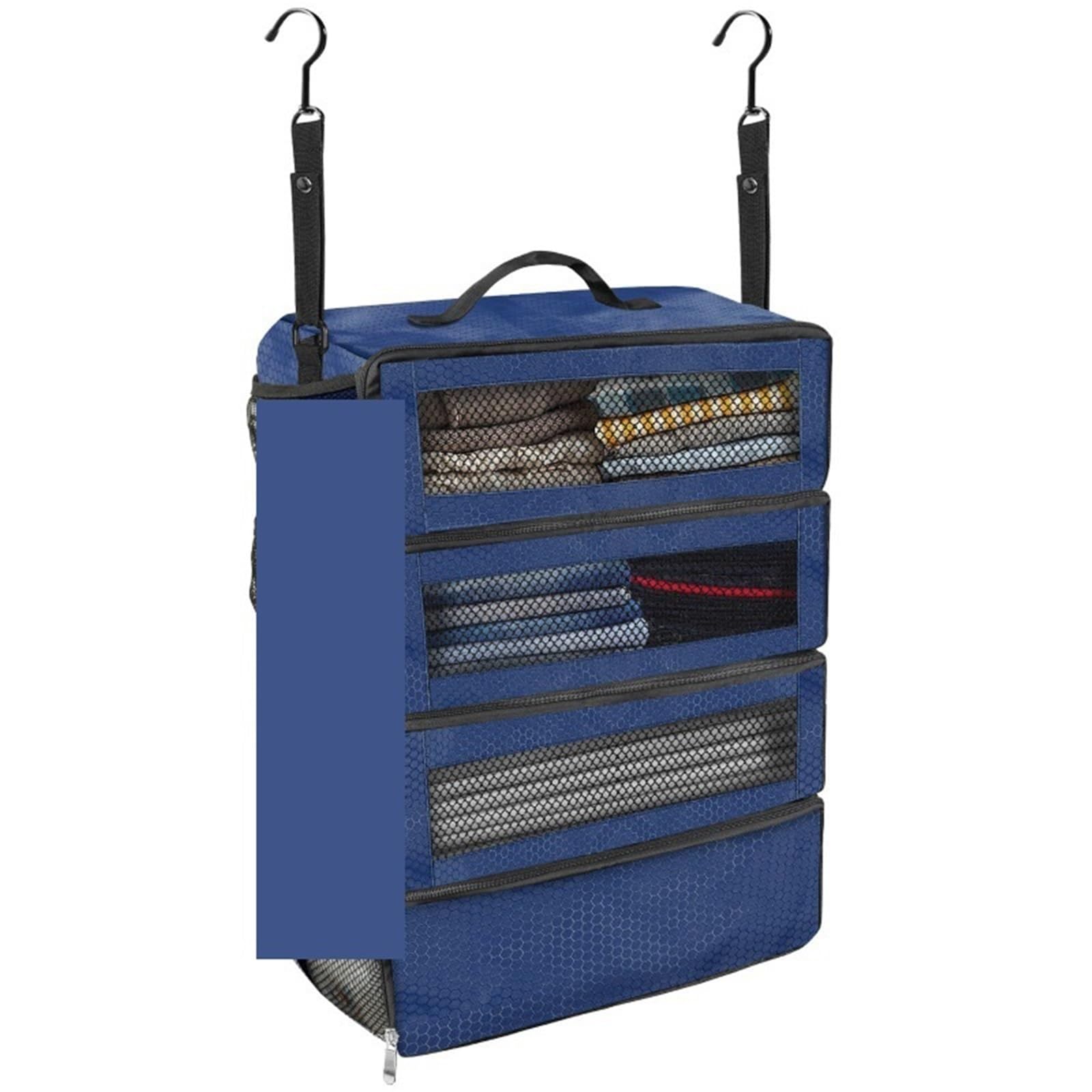 Hanging Travel Organiser Suitcase Organizer Travel Luggage Hanging Shelve Packing Cube Closet Collapsible Storage Bags(Color 3)
