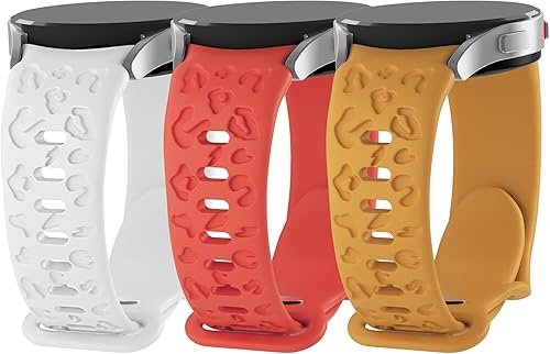 Bandkids Paquete de 3 correas grabadas de leopardo compatibles con Samsung Galaxy Watch 6Galaxy Watch 5Galaxy Watch 4 1.575 in 1.732 inWatch 4