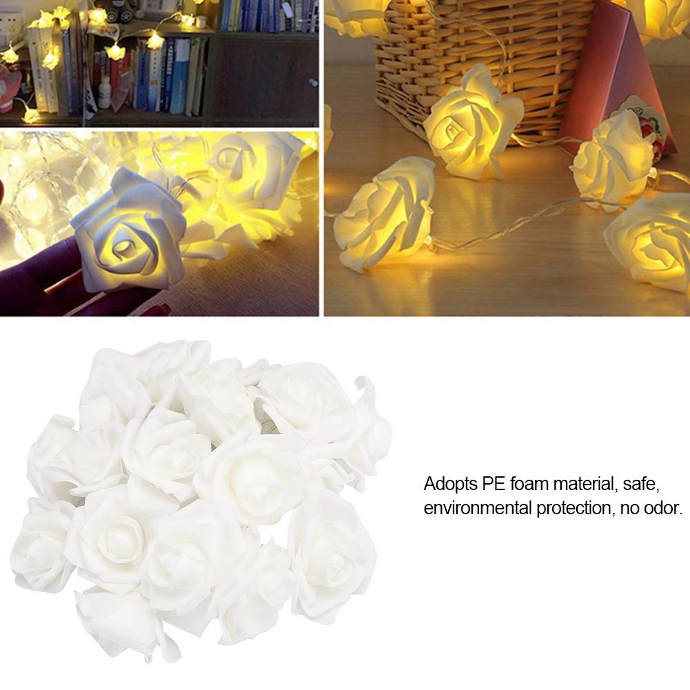 Luci A Stringa A Forma Di Rosa – 3 Metri, 20 LED, A Batteria, Impermeabili IP44, Per Interni/Esterni
