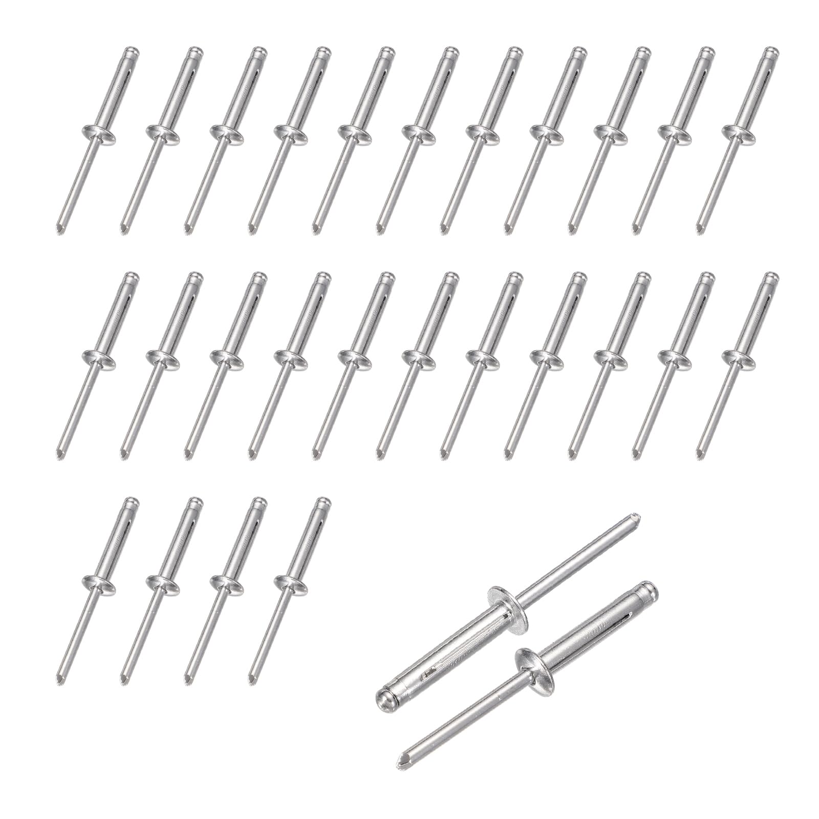 sourcing map 50pcs Aluminum Large Head Grip Rivets 4.8x25mm Multi-Grip