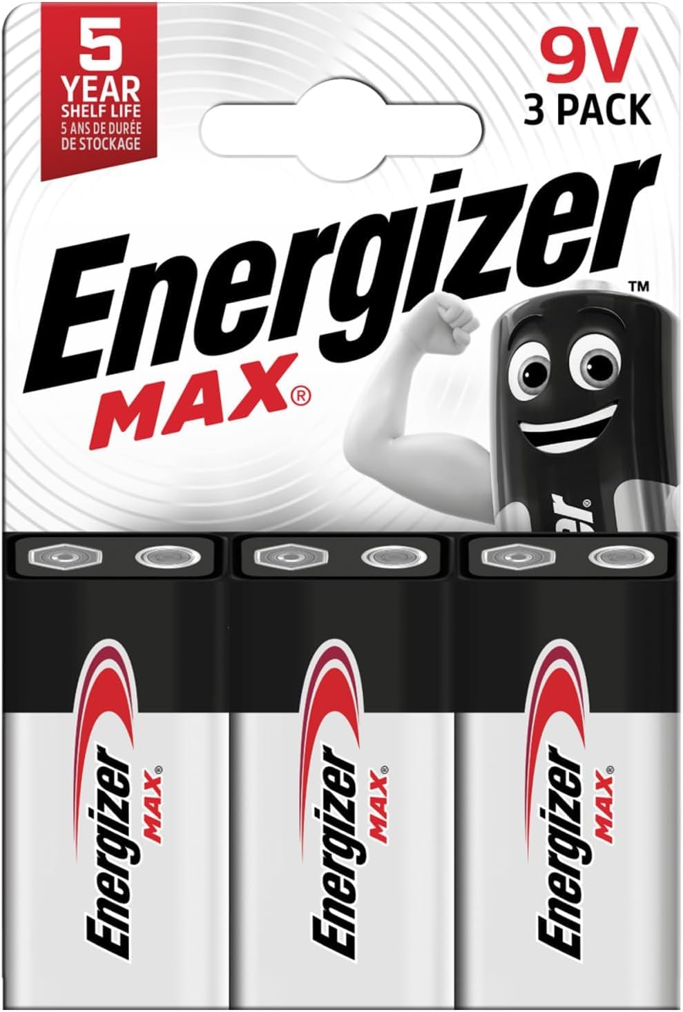 Energizer Max - 9V Battery (3 Pack) - Nine Volt Alkaline Block Batteries - Reliable Power for Fire Alarms, Smoke Dectors, Radios, Toys - 100% Recyclable Plastic Free Packaging - 5 Year Shelf Life