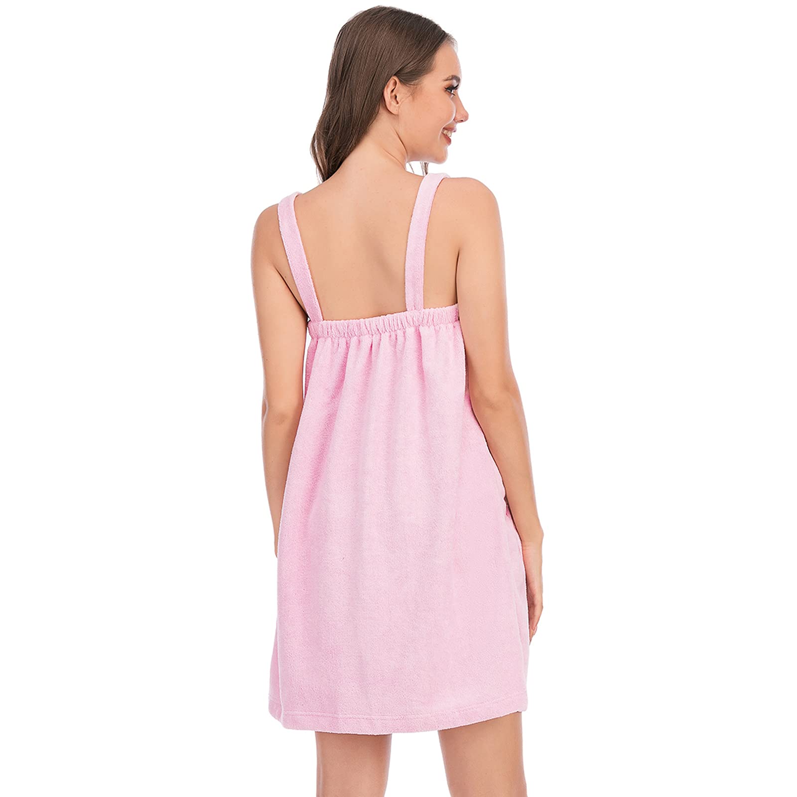 Donna Regolabile Abito Asciugamano da Bagno con Fascia per Capelli per Doccia Sauna Spa & Coperture da Spiaggia Rosa M