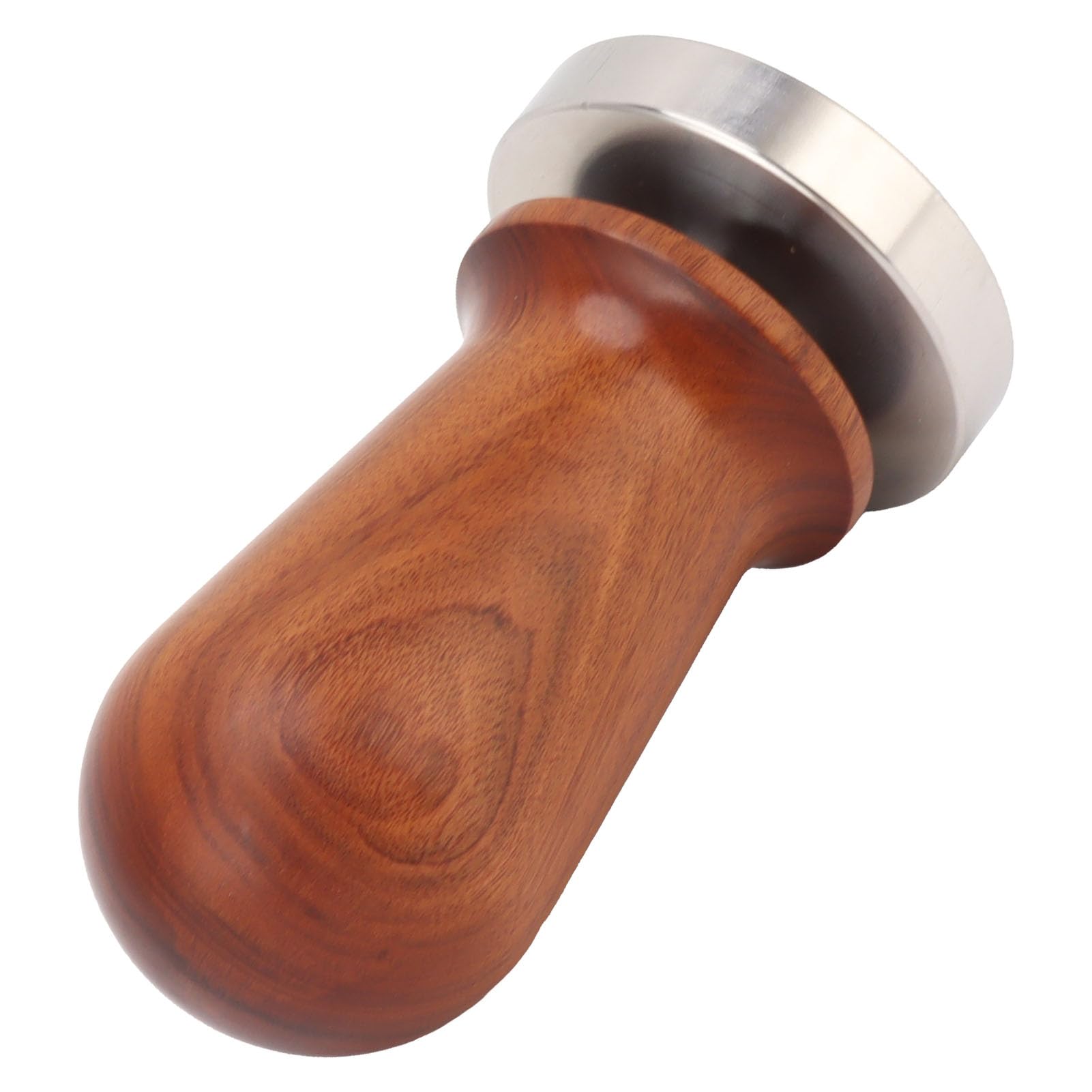 Pressino per caffè con base piatta in acciaio inossidabile Manico in legno Pressa per caffè in polvere (53 mm)