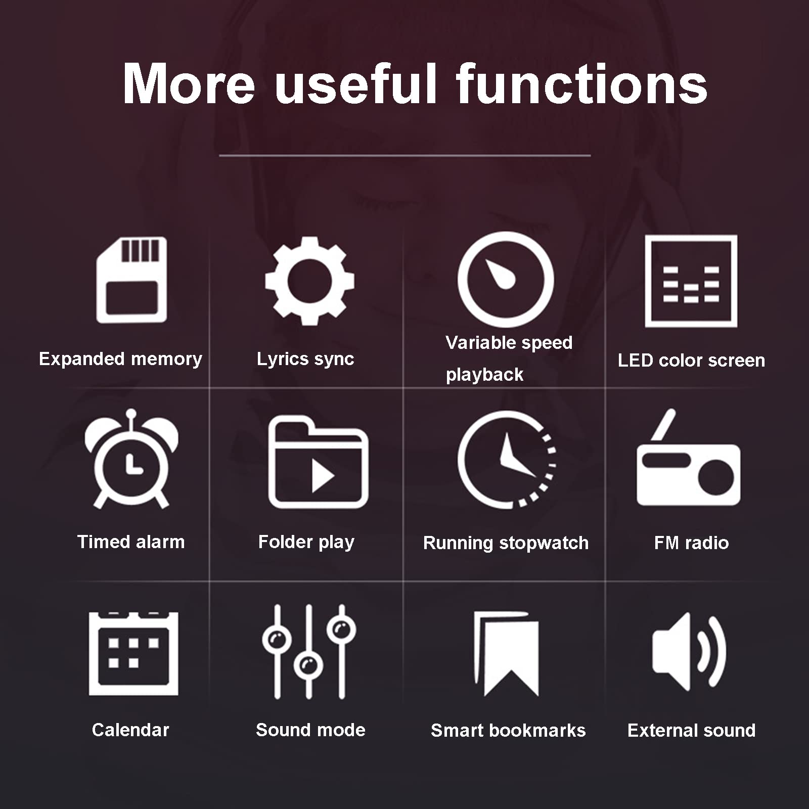 Reproductor de mp3 4GB para Estudiantes, Walkman de música HiFi sin pérdidas con Auriculares, Radio FM, Despertador con Temporizador, Memoria ampliada,Blanco