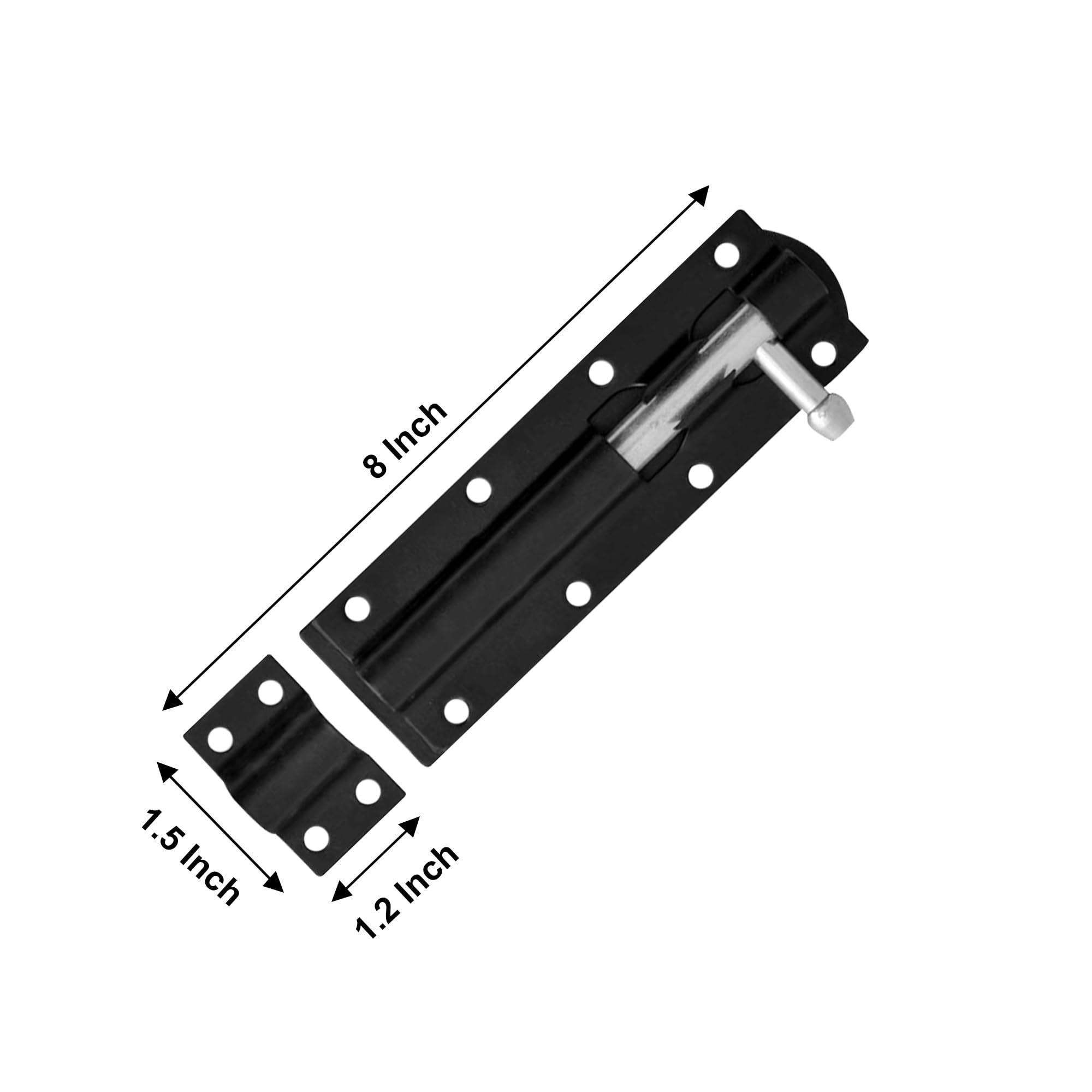 Primes DIY 4 PCS Heavy Duty Tower Bolt with Screws Black (8"), Door Lock, Strong Black Coated Door Barrel Bolt - Image 2